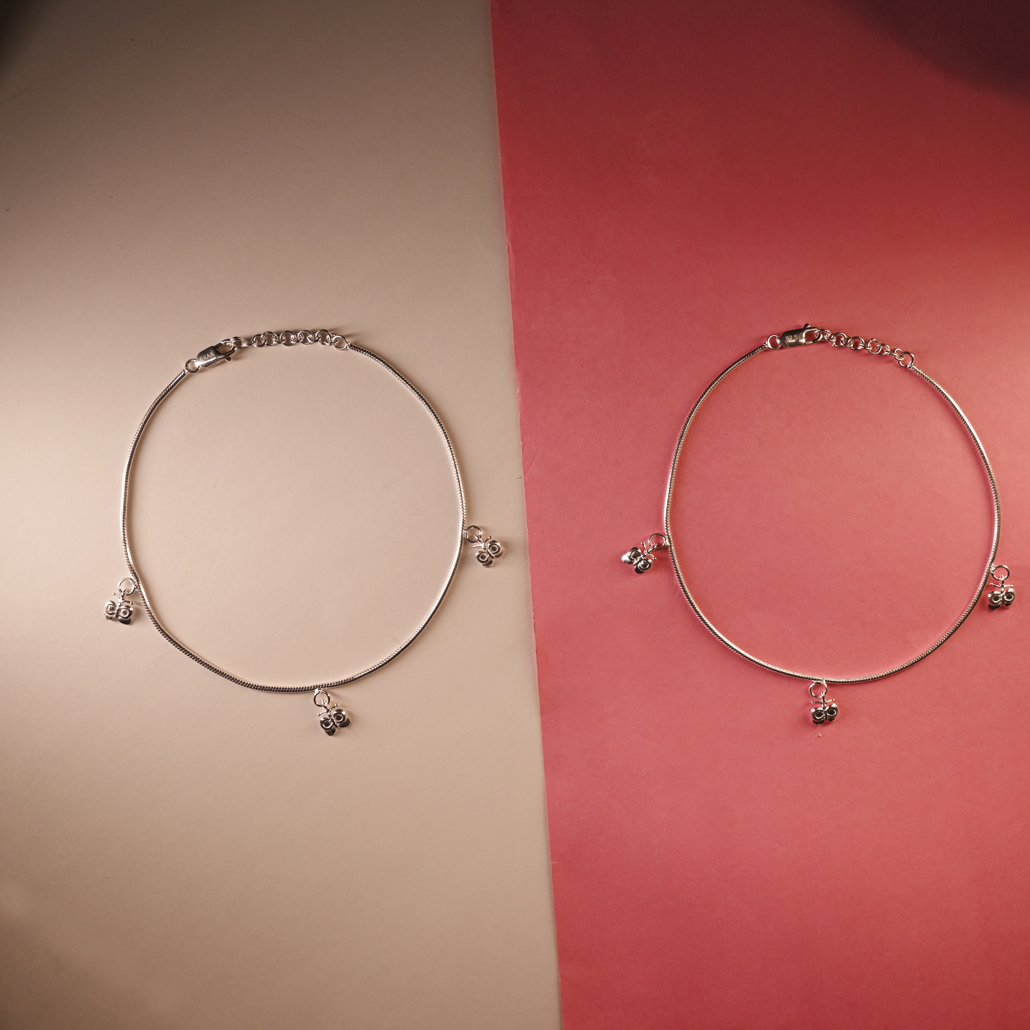 Butterfly Charm Silver Anklets 