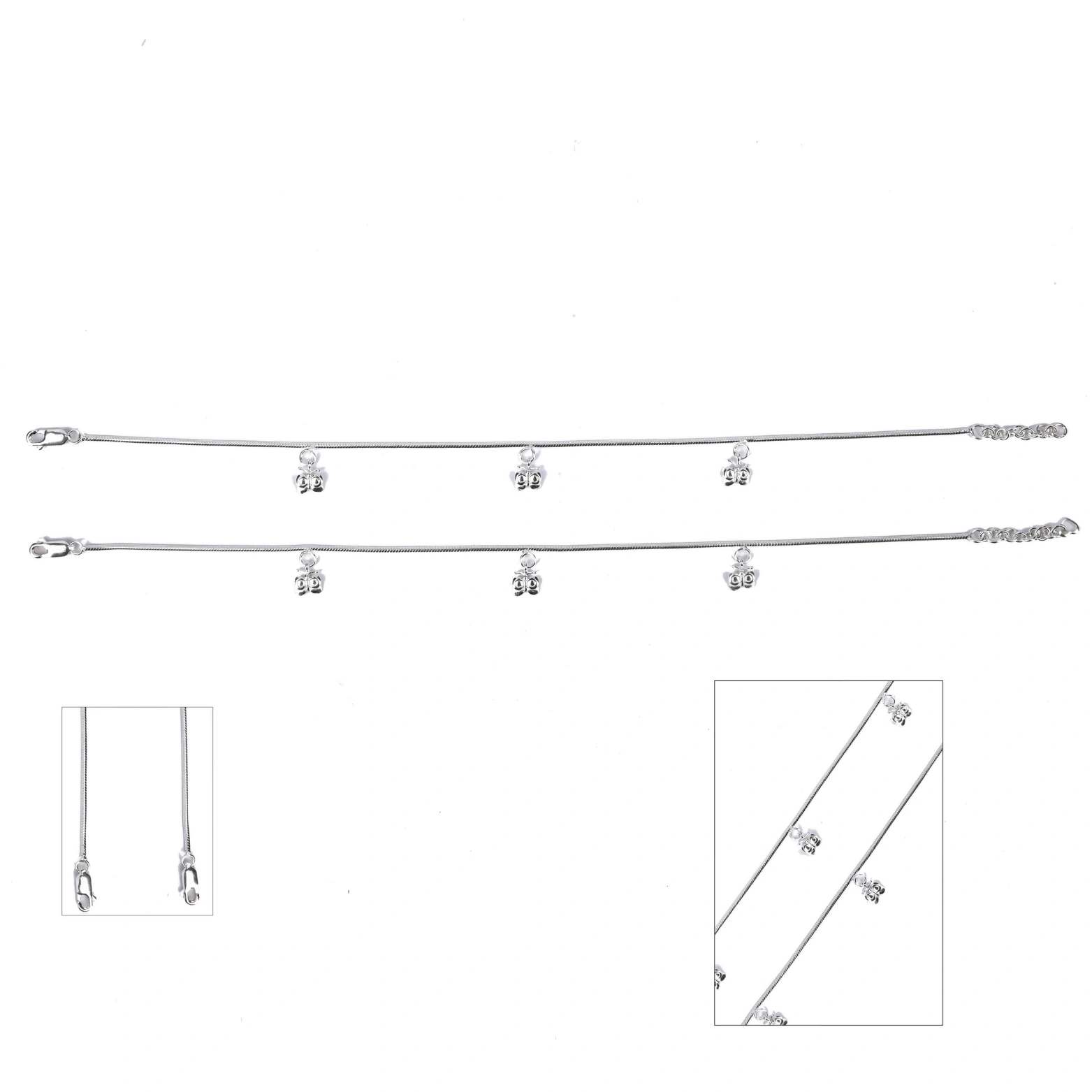 Butterfly Charm Silver Anklets 