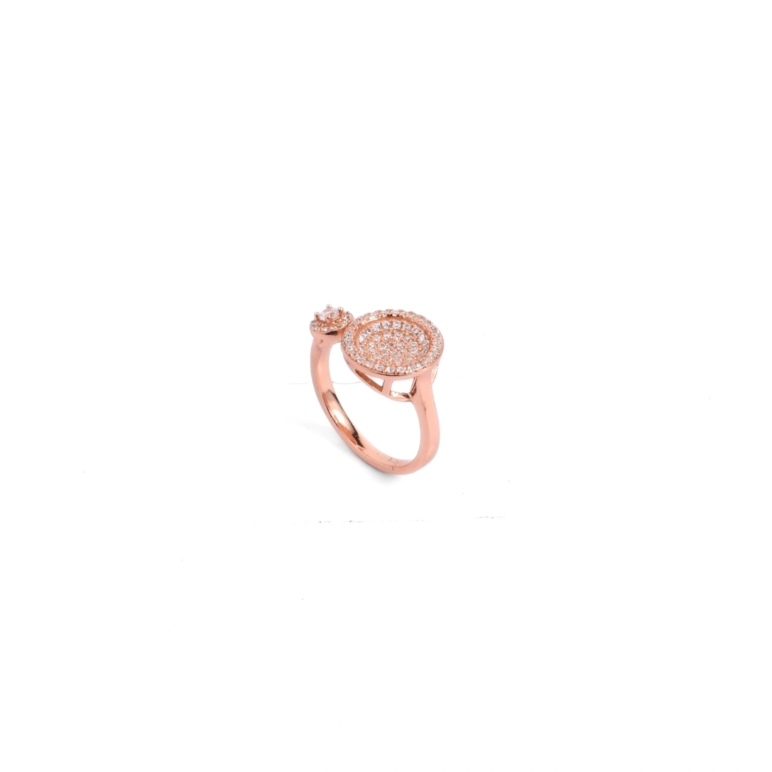 Luna Halo Open Ring - Rose Gold