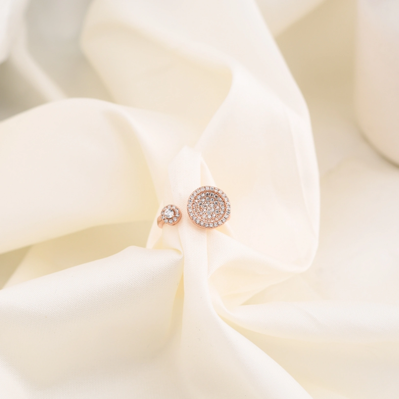 Luna Halo Open Ring - Rose Gold