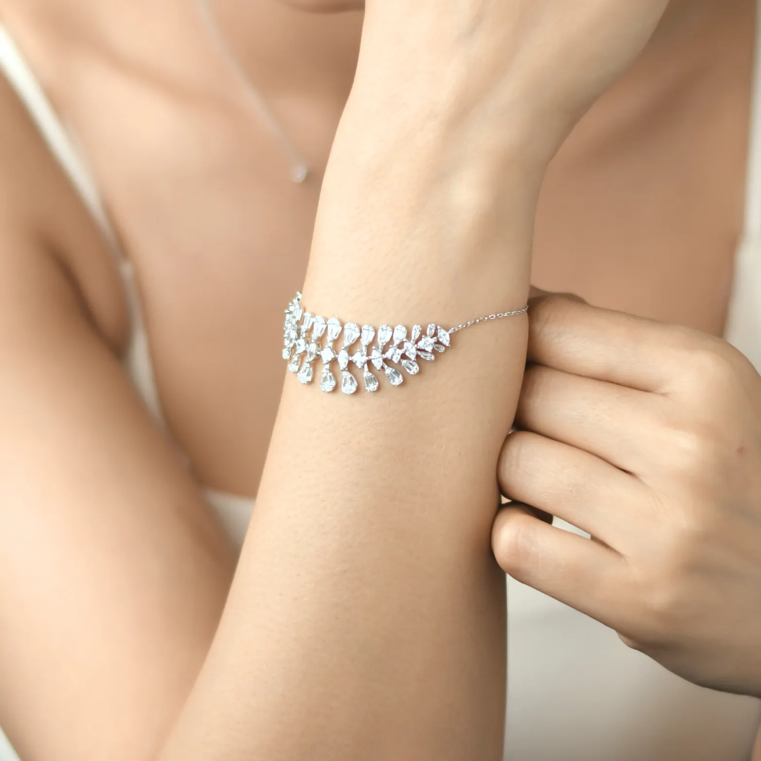 Teardrop Cluster Silver Bracelet