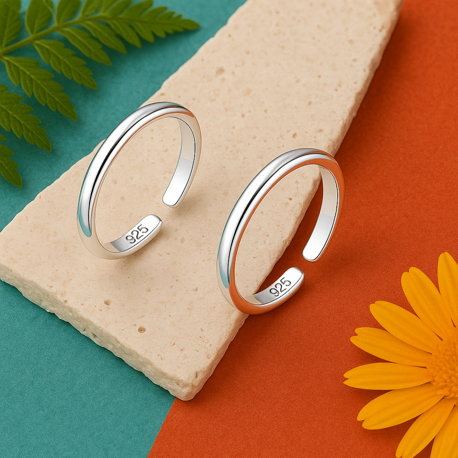 Classic Sterling Silver Toe Rings Set of 2