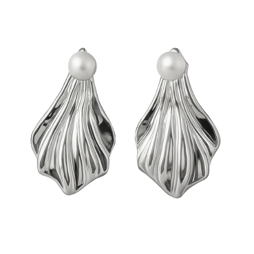 Whispering Waves Pearl Earrings
