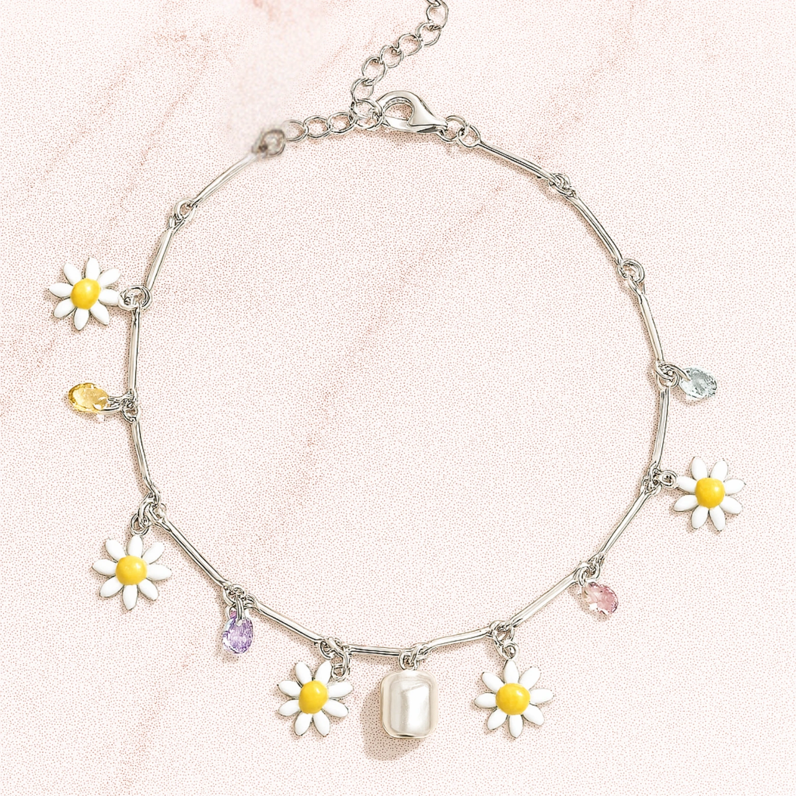 Daisy Bloom Silver Charm Bracelet