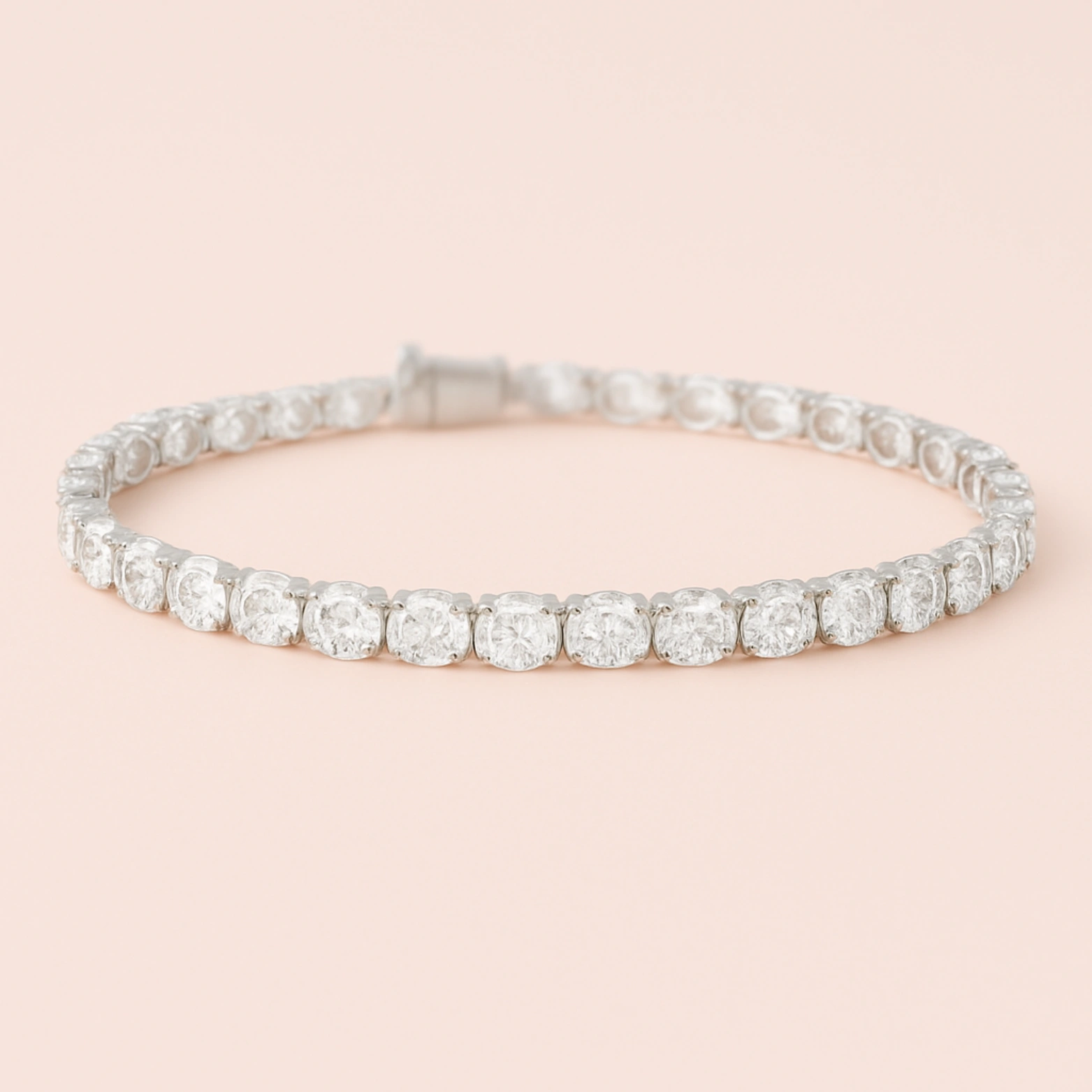 Oval Elegance Silver Tennis Necklace