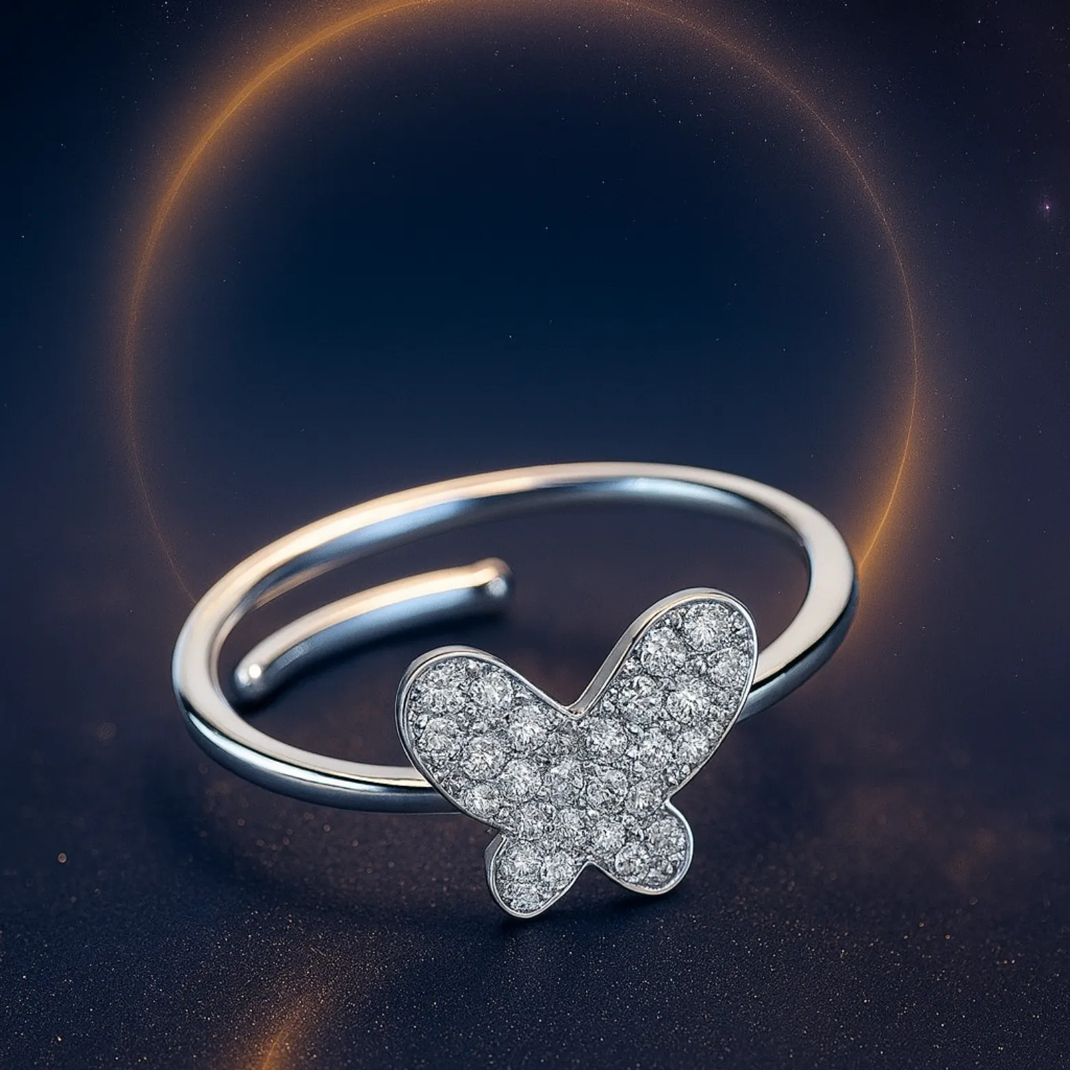 Butterfly Bliss Adjustable Silver Ring