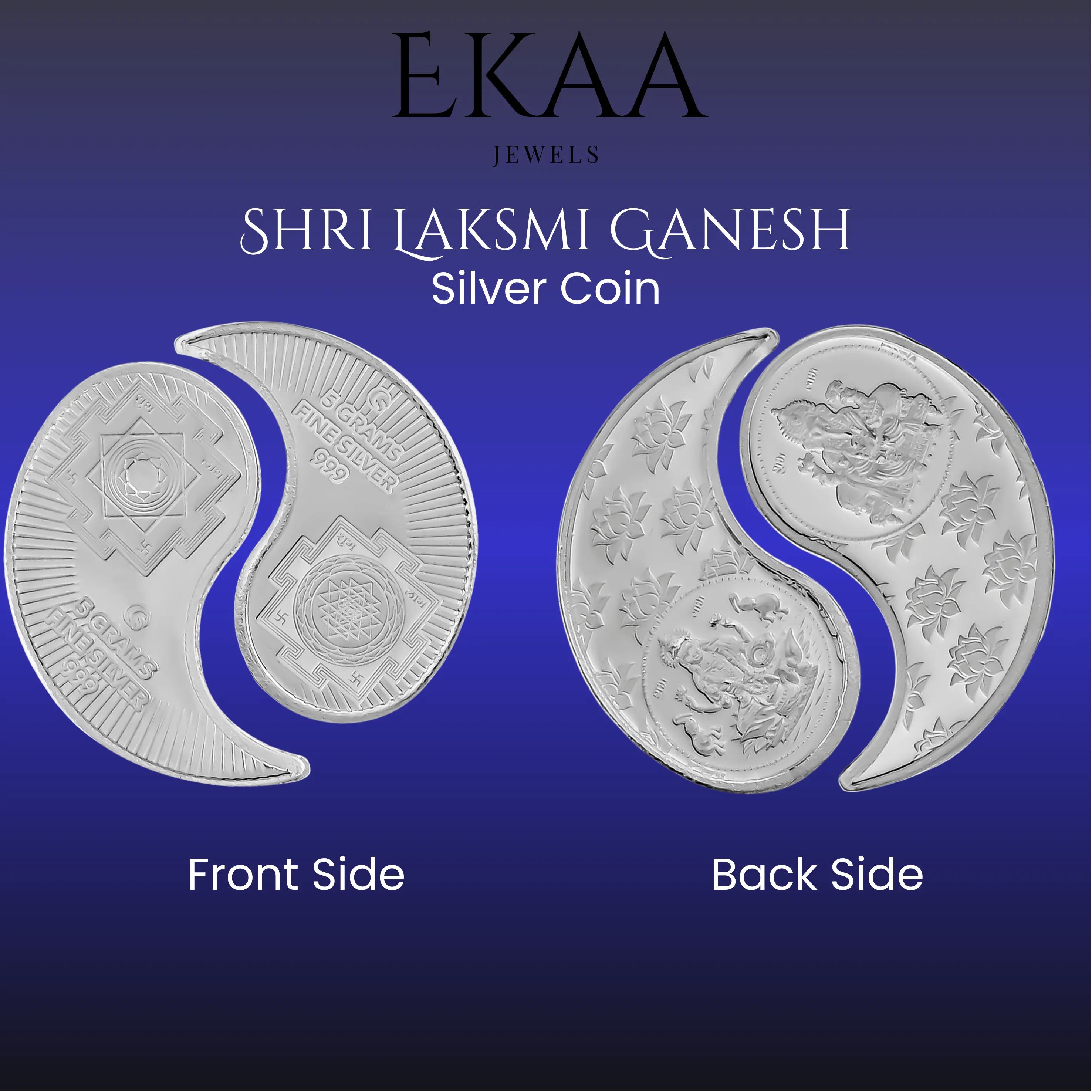 Shri Lakshmi Ganesh 10 Gram 999 Fine Silver Coin Yin-Yang Design