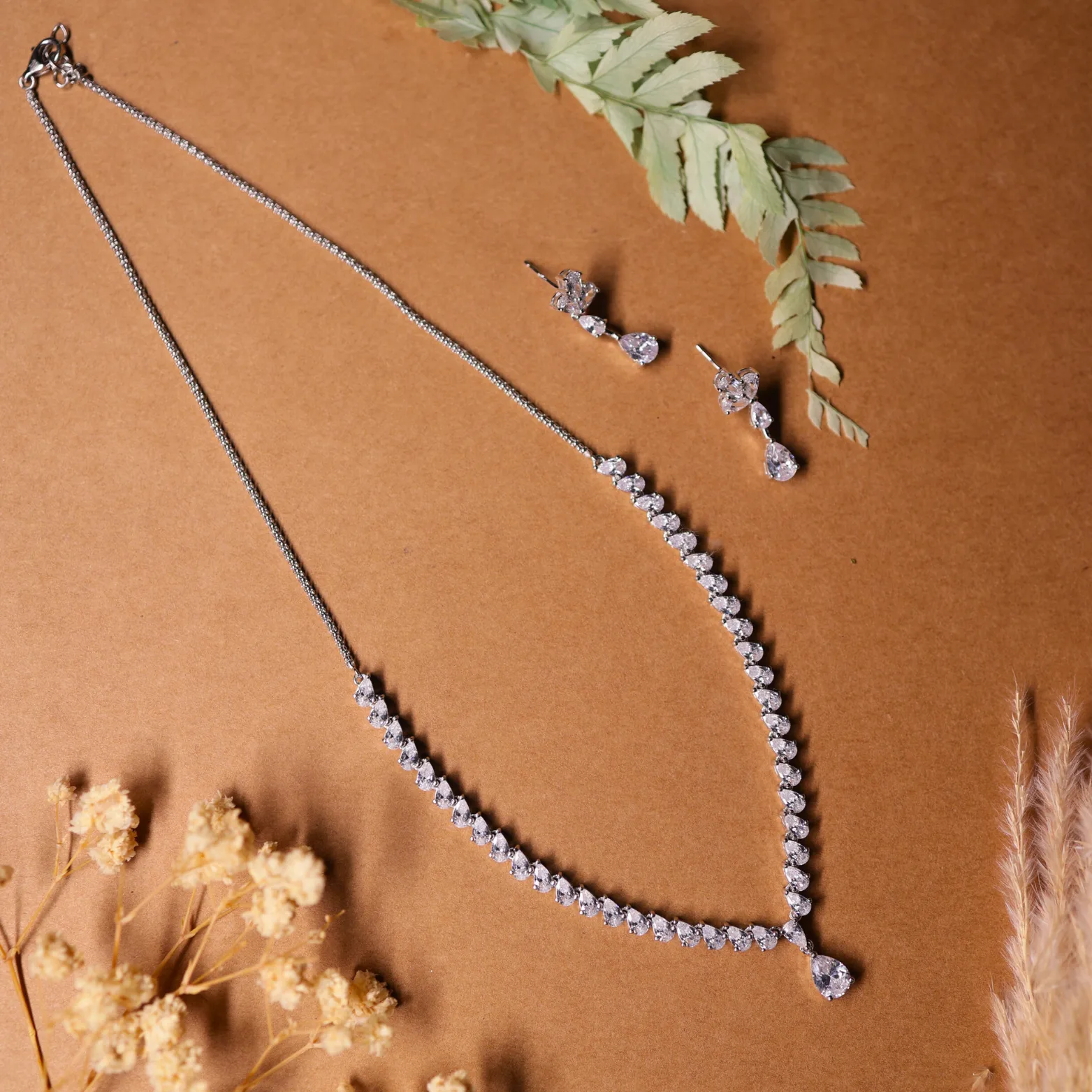 Teardrop Elegance Necklace Set in 92.5 Sterling Silver