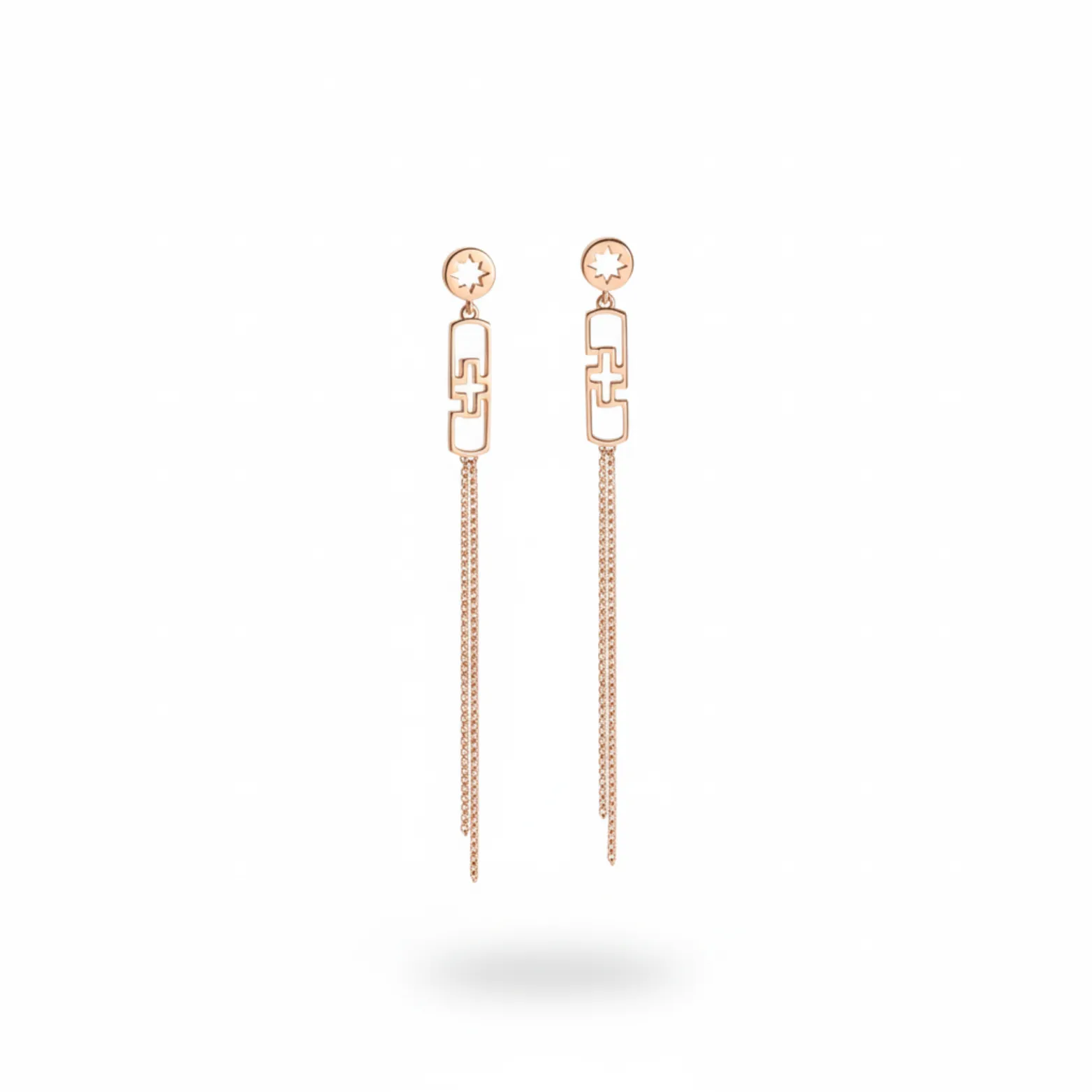 Rose Gold Tassel Chain Drop Earrings