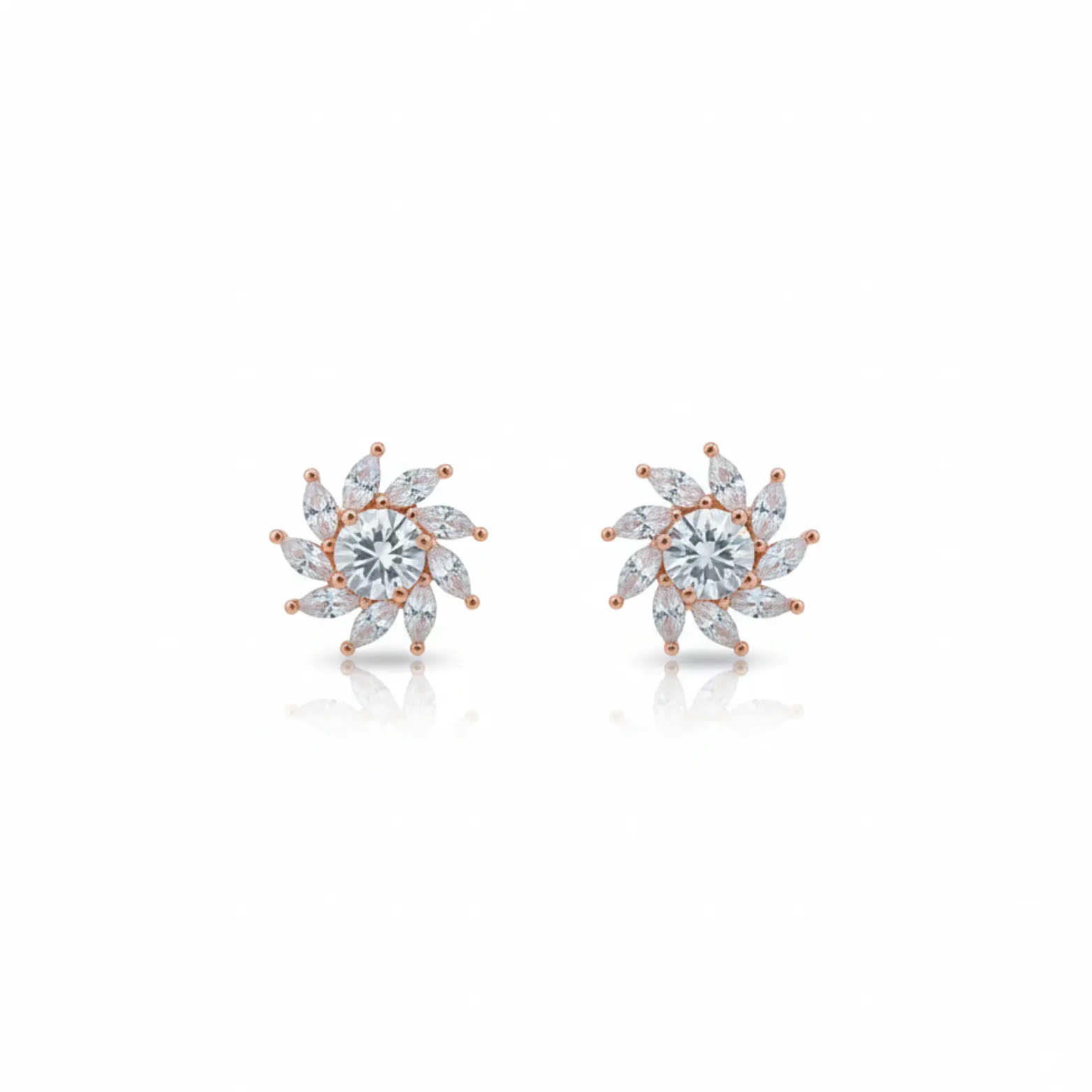Floral Radiance Stud Earrings with Rose Gold Finish