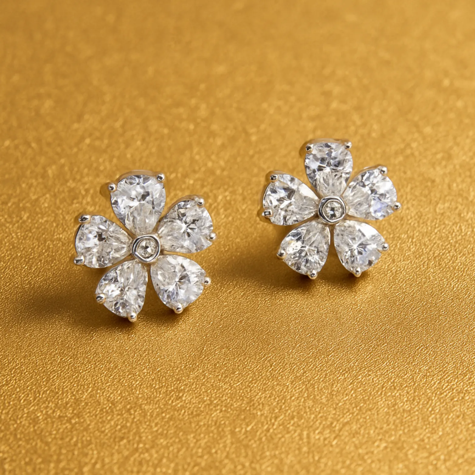 Classic Floral Silver Stud Earrings 