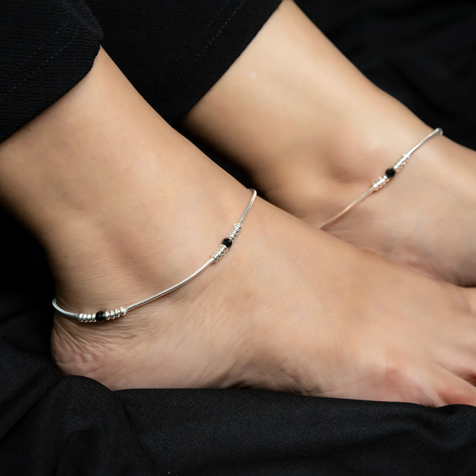 'Midnight Sparkle' Beaded Anklet 