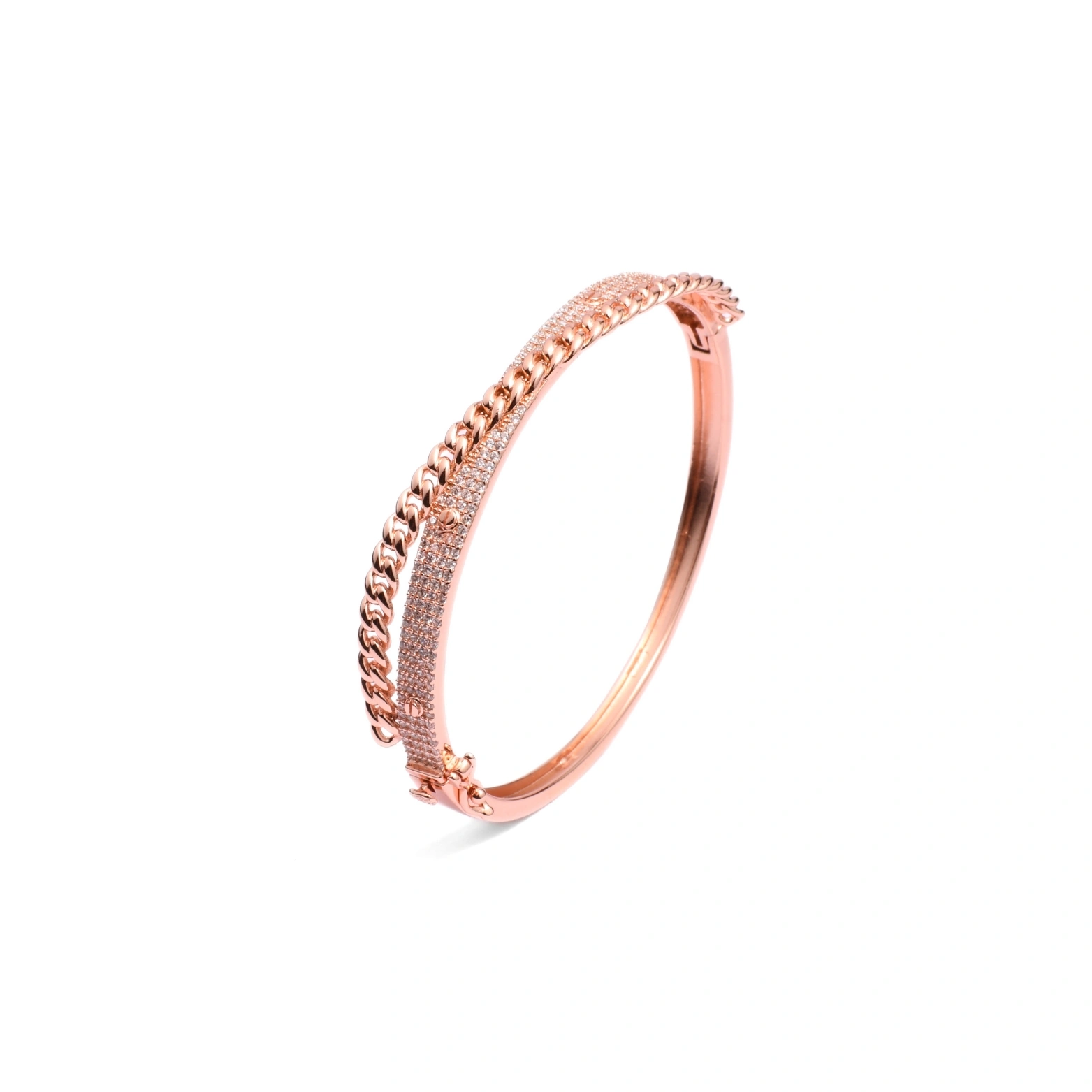 Rose Gold  Silver Chain Detail Bracelet