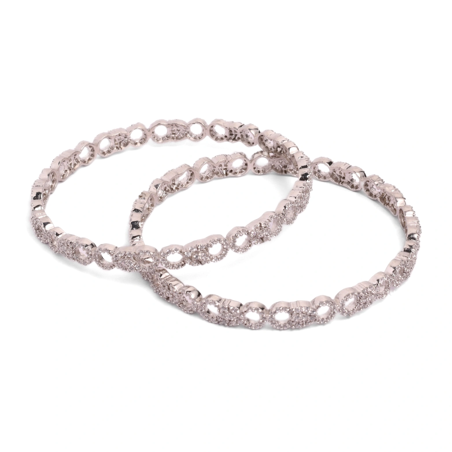  Silver Infinity Zirconia Bangles