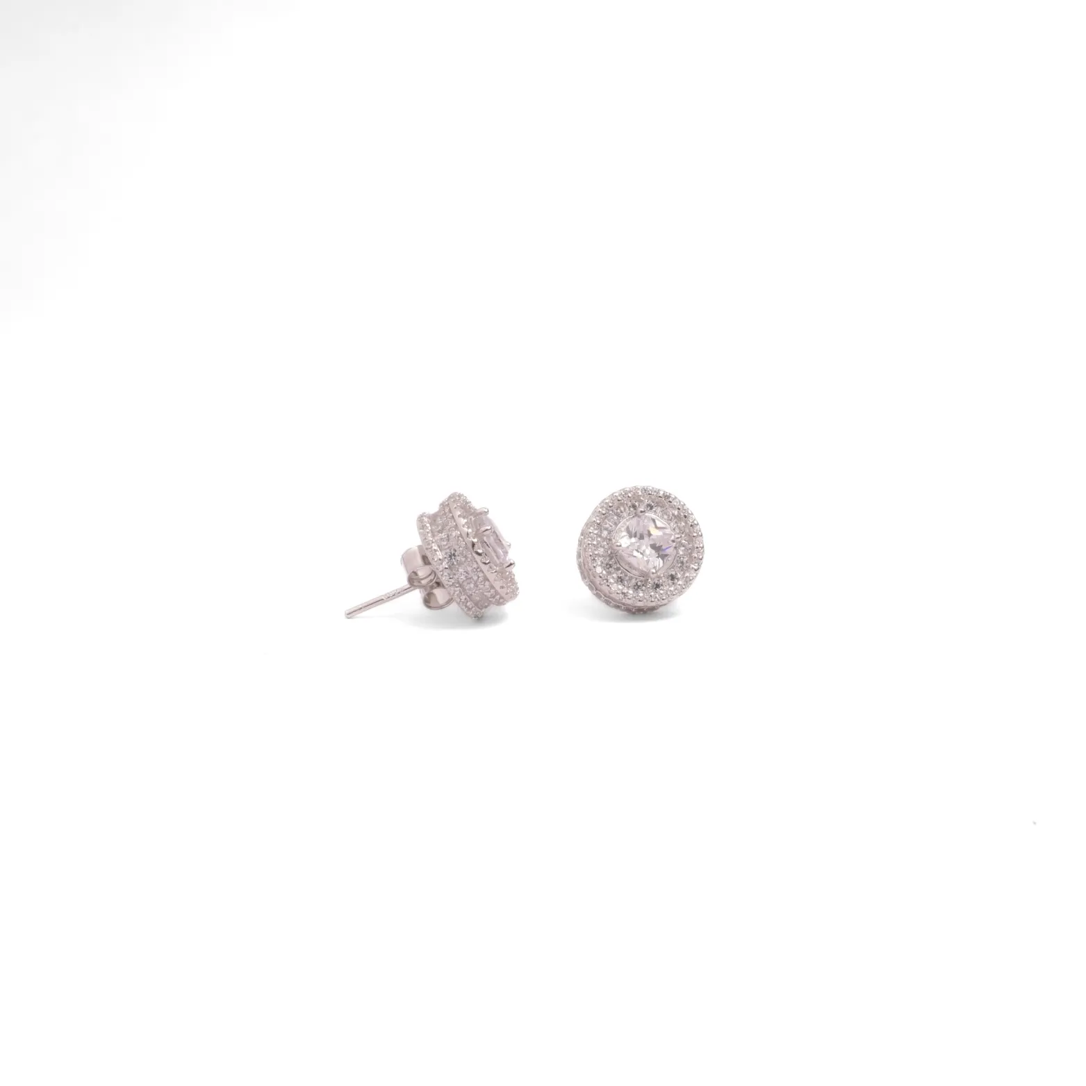 Radiant Halo Zircon Stud Earrings 