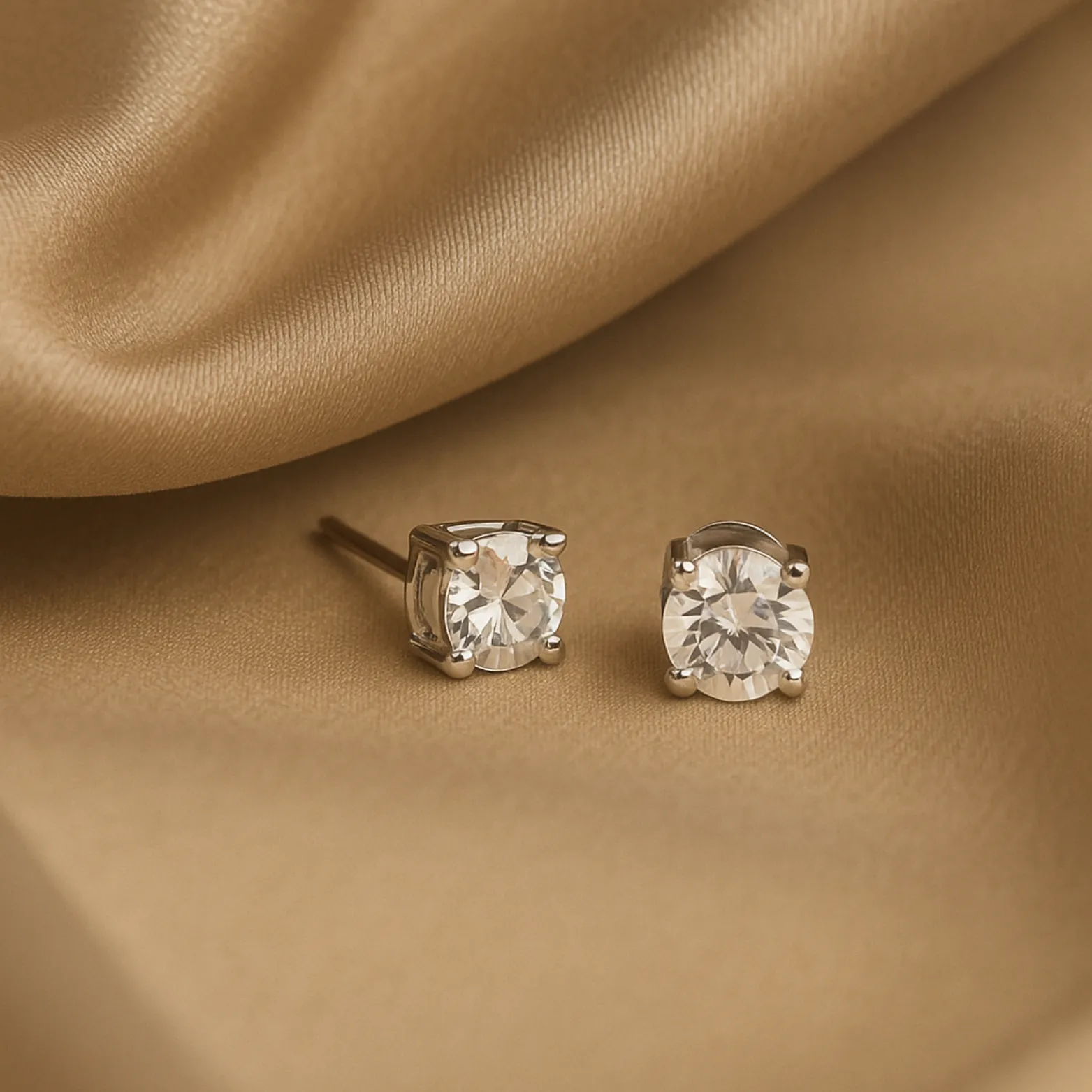 Square Clasp Solitaire Studs 