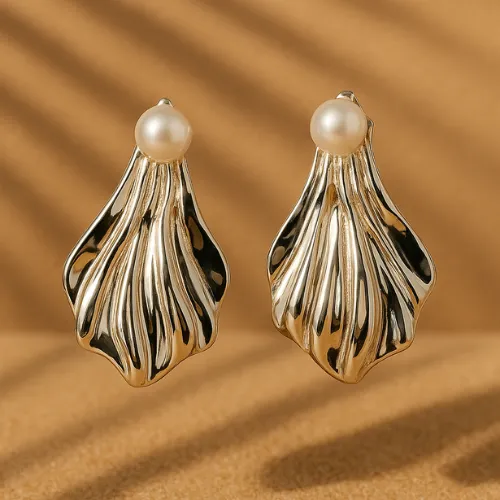 Whispering Waves Pearl Earrings