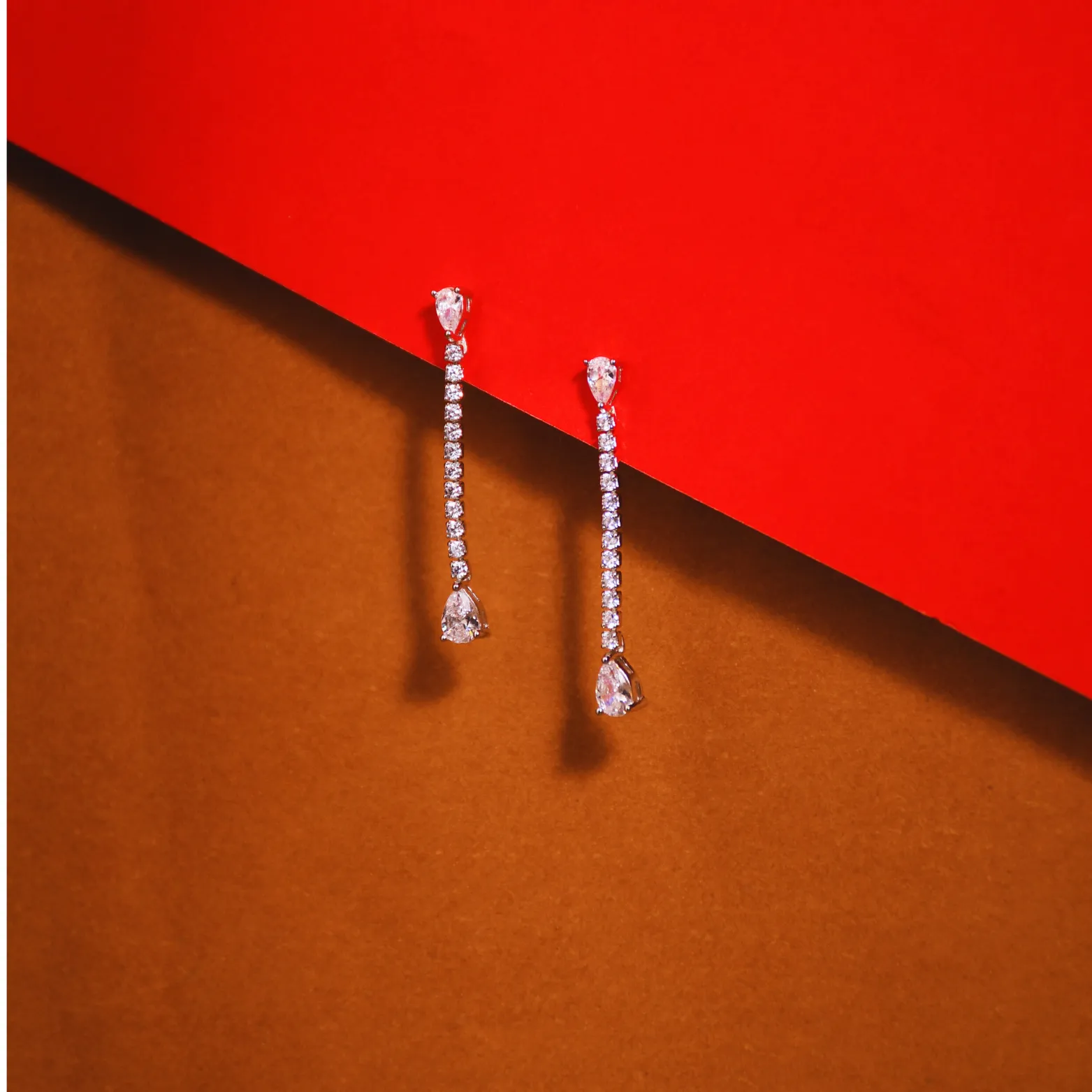 Crystal Droplet Linear Earrings