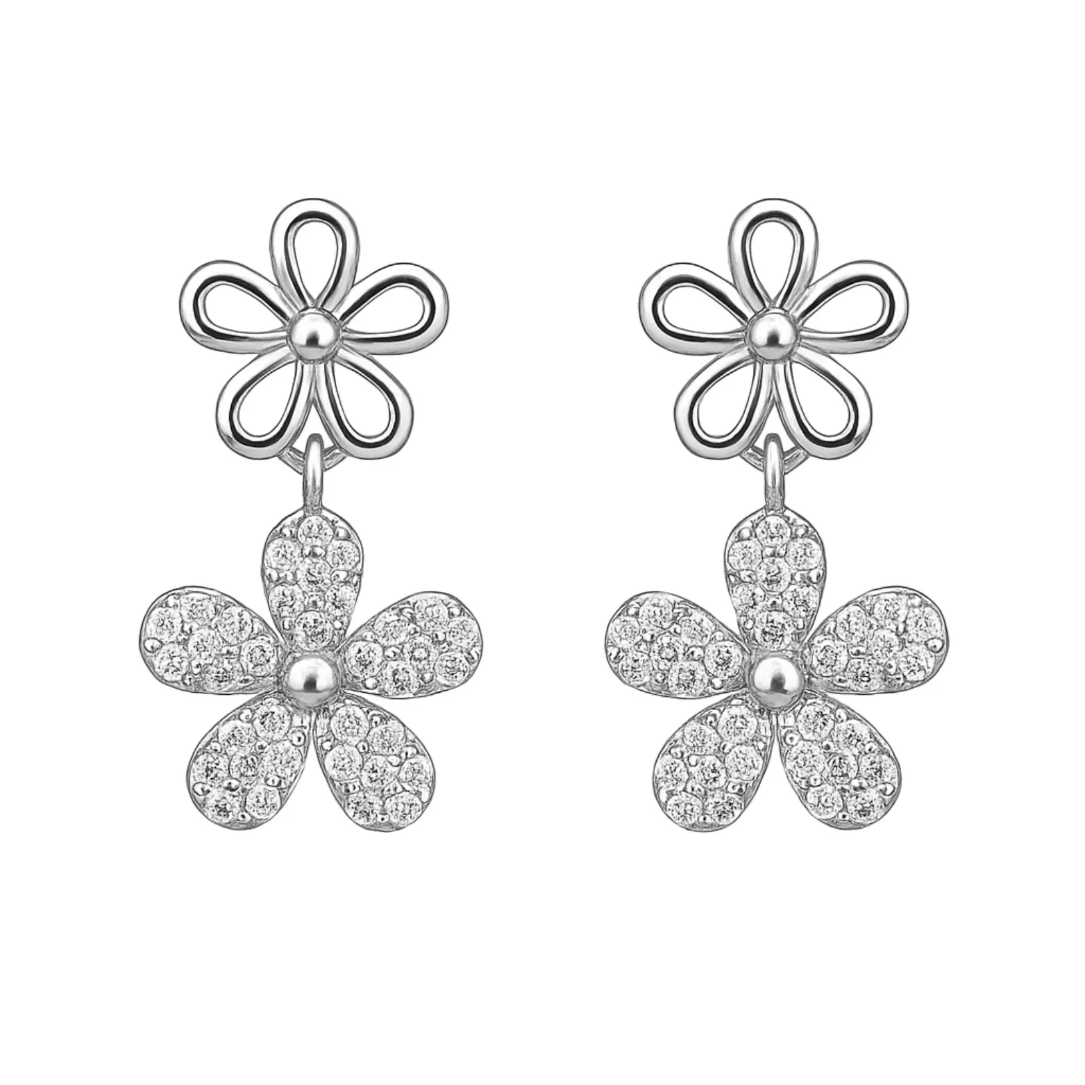 Daisy Bloom Dual Flower Earrings