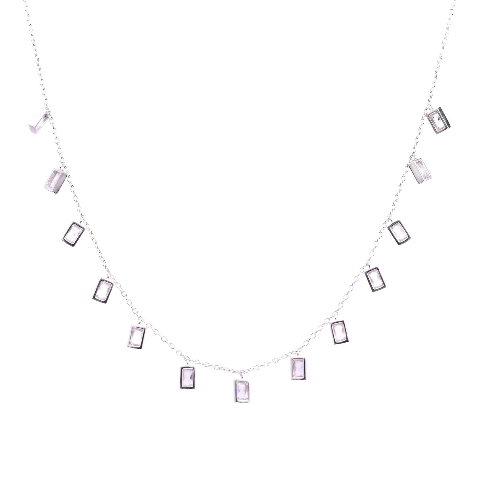 Sterling Silver Geometric Charm Necklace
