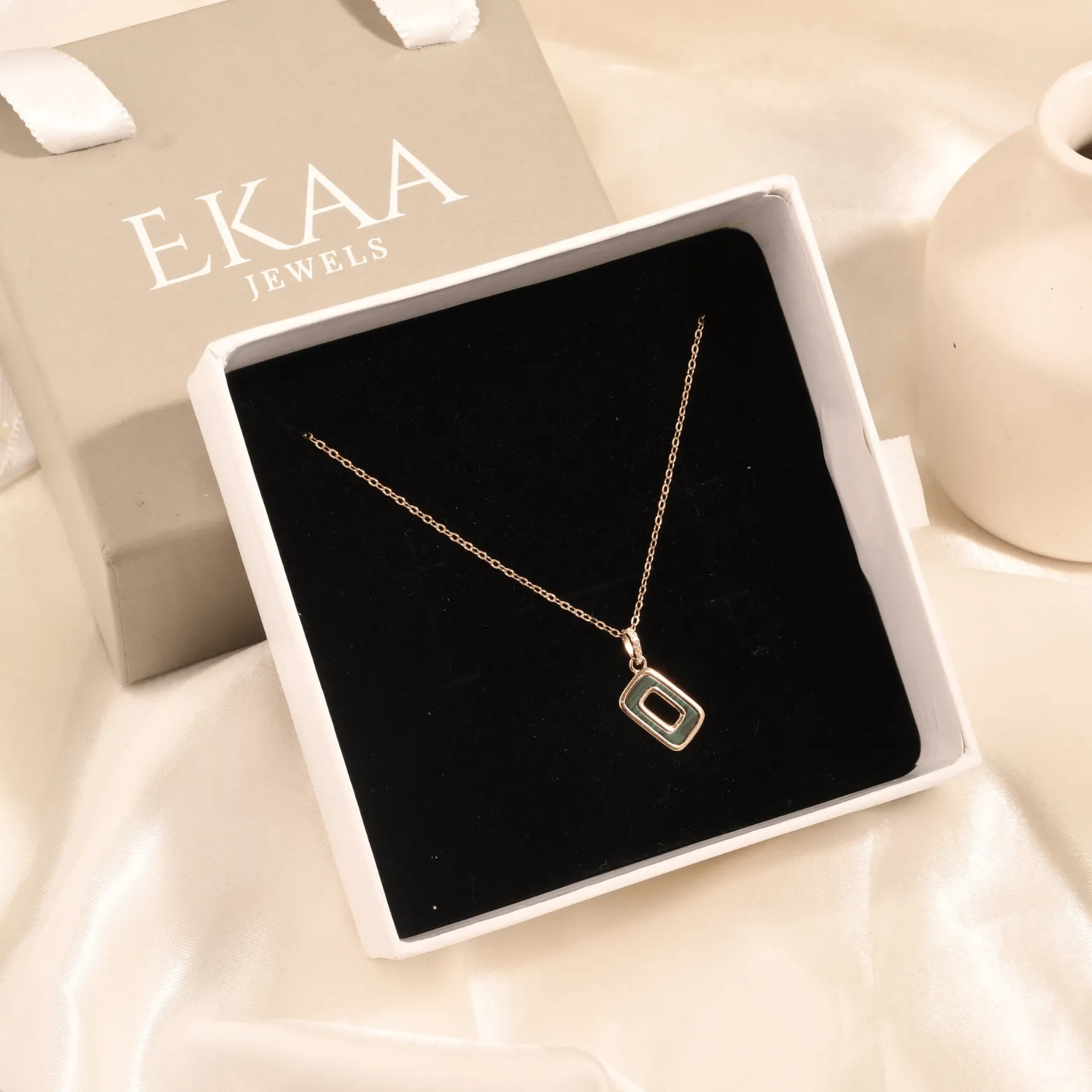 Emerald Frame Charm Necklace