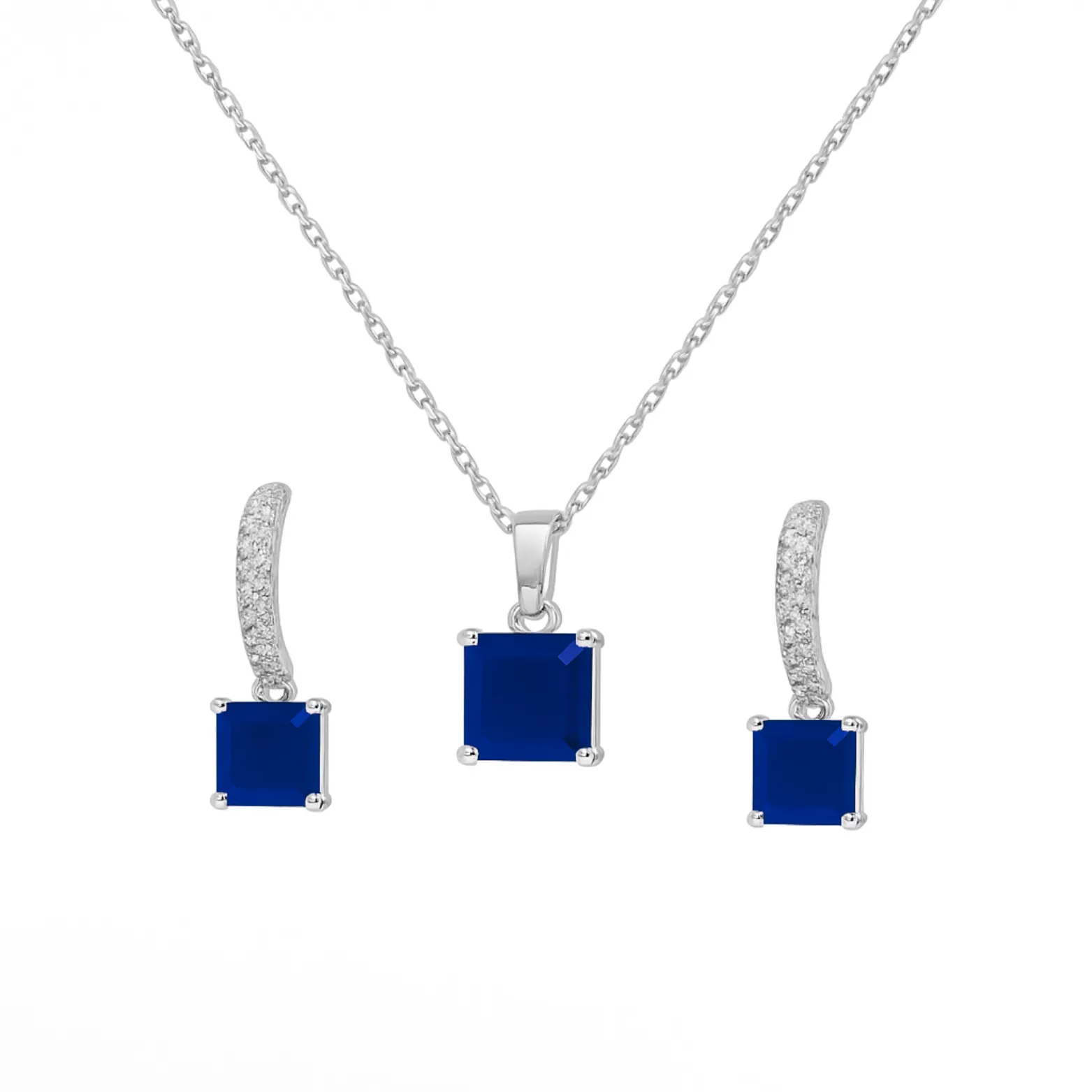 Elegant Sapphire Blue Pendant Set in Sterling Silver