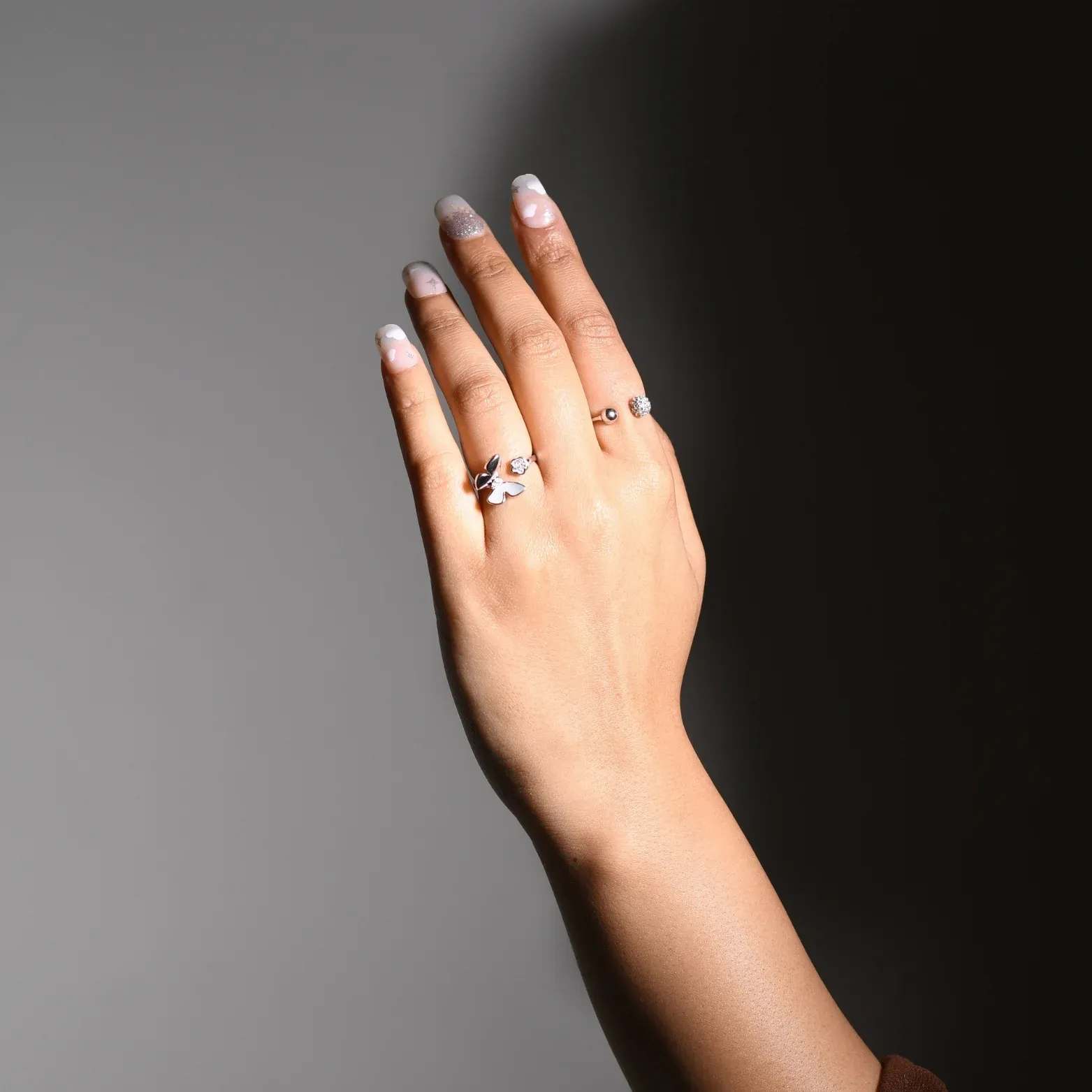 Blush Bloom Butterfly Ring - Silver