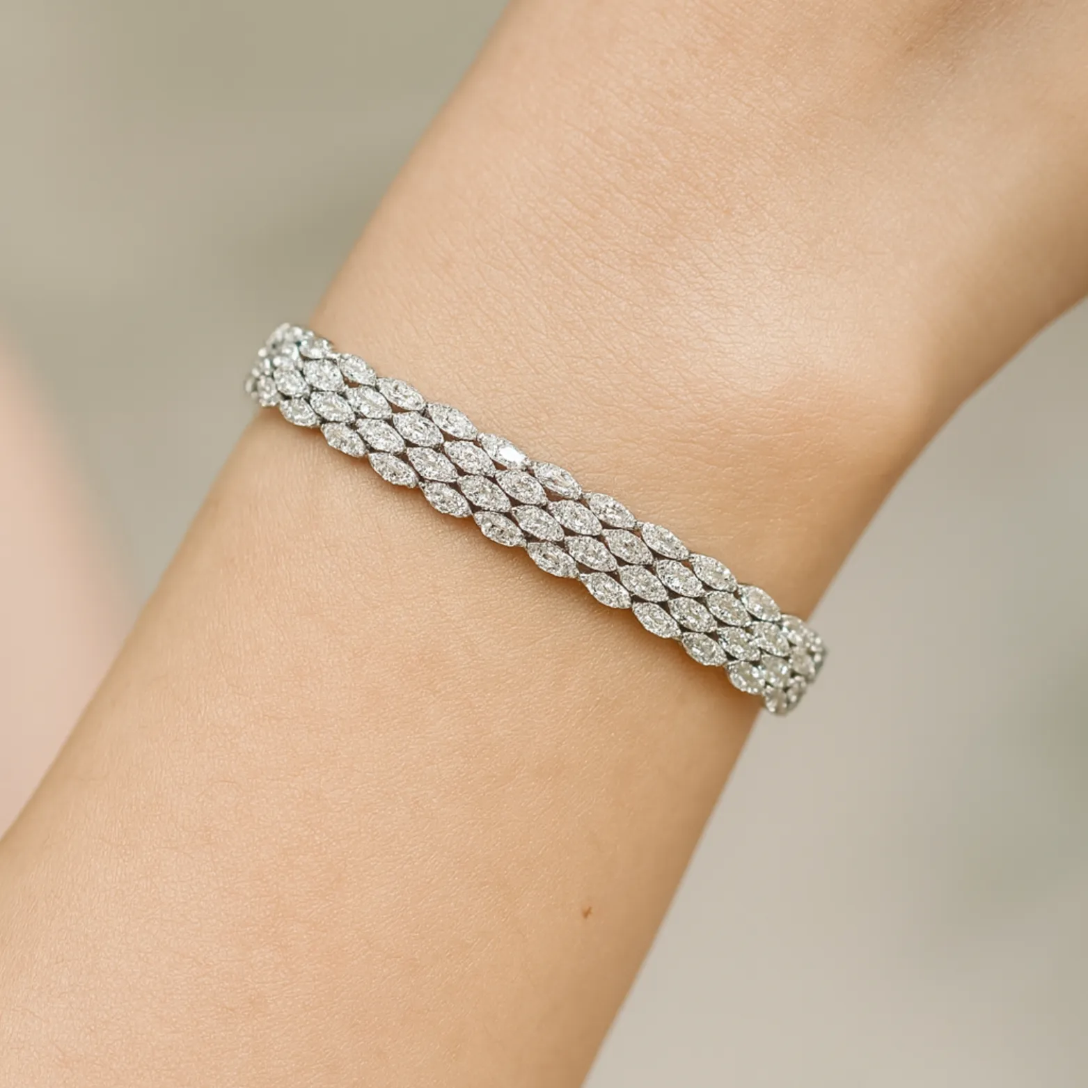 Radiant Cluster Silver Tennis Bracelet