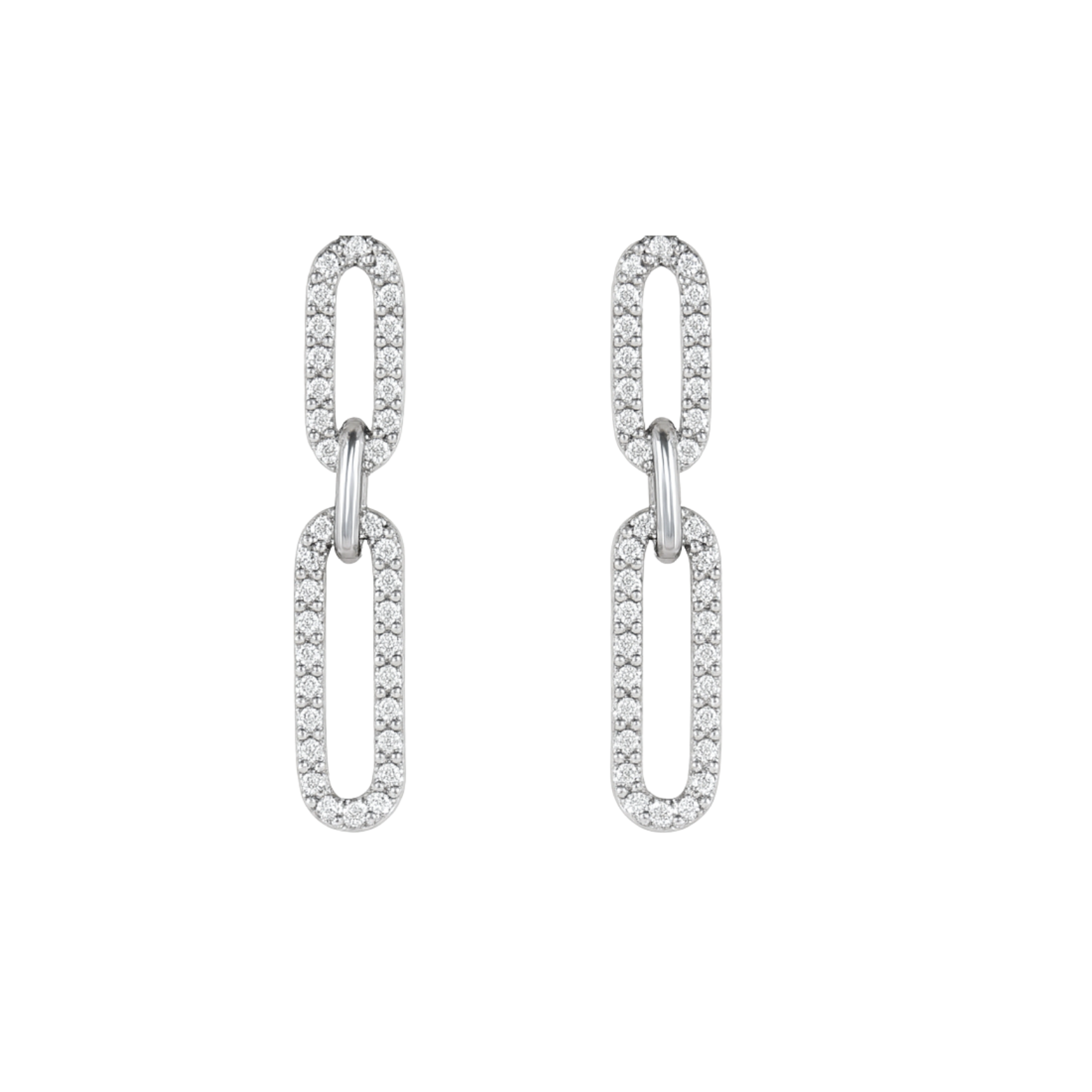 Double Link Sparkle Drop Earrings 