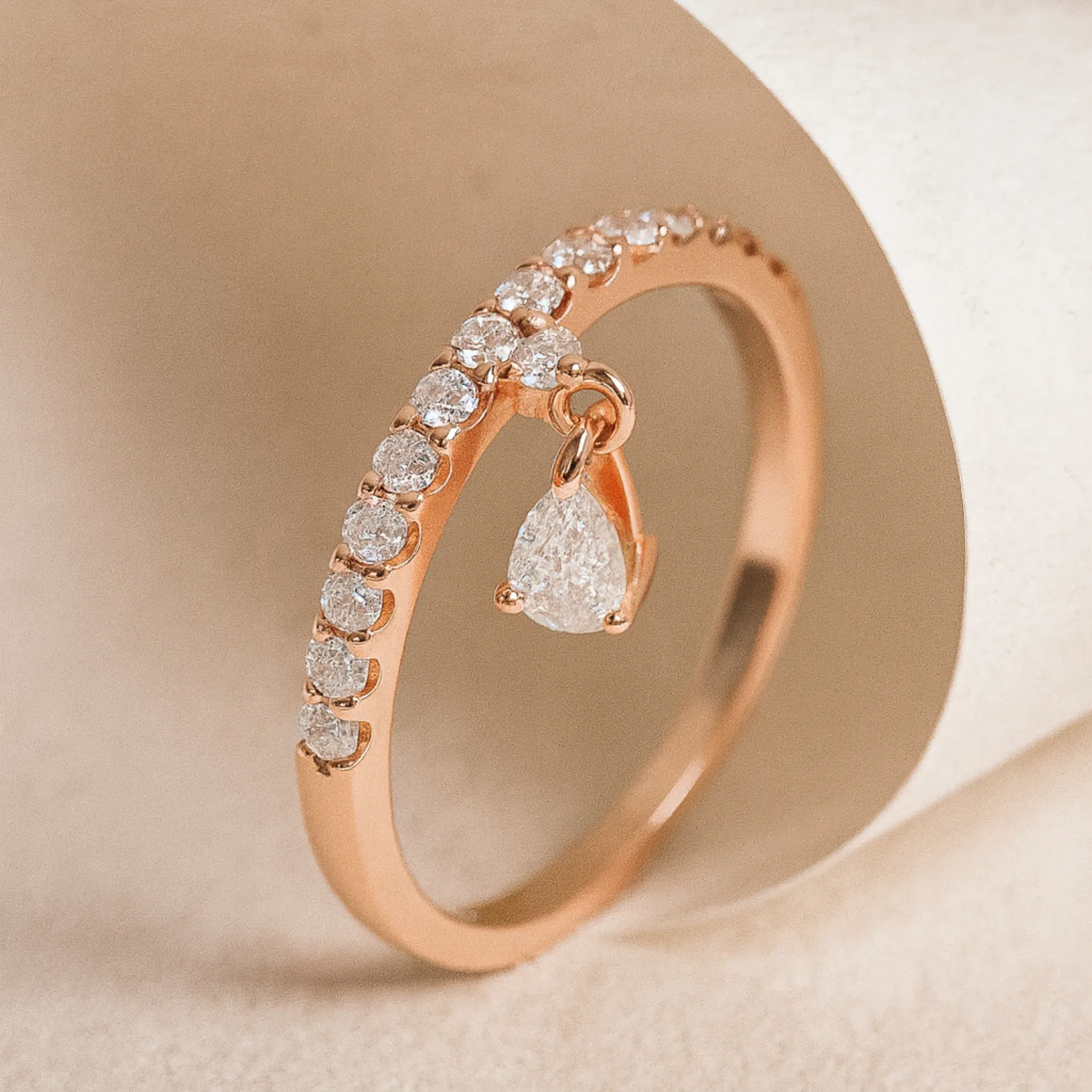 Teardrop Dangle Rose Gold Ring