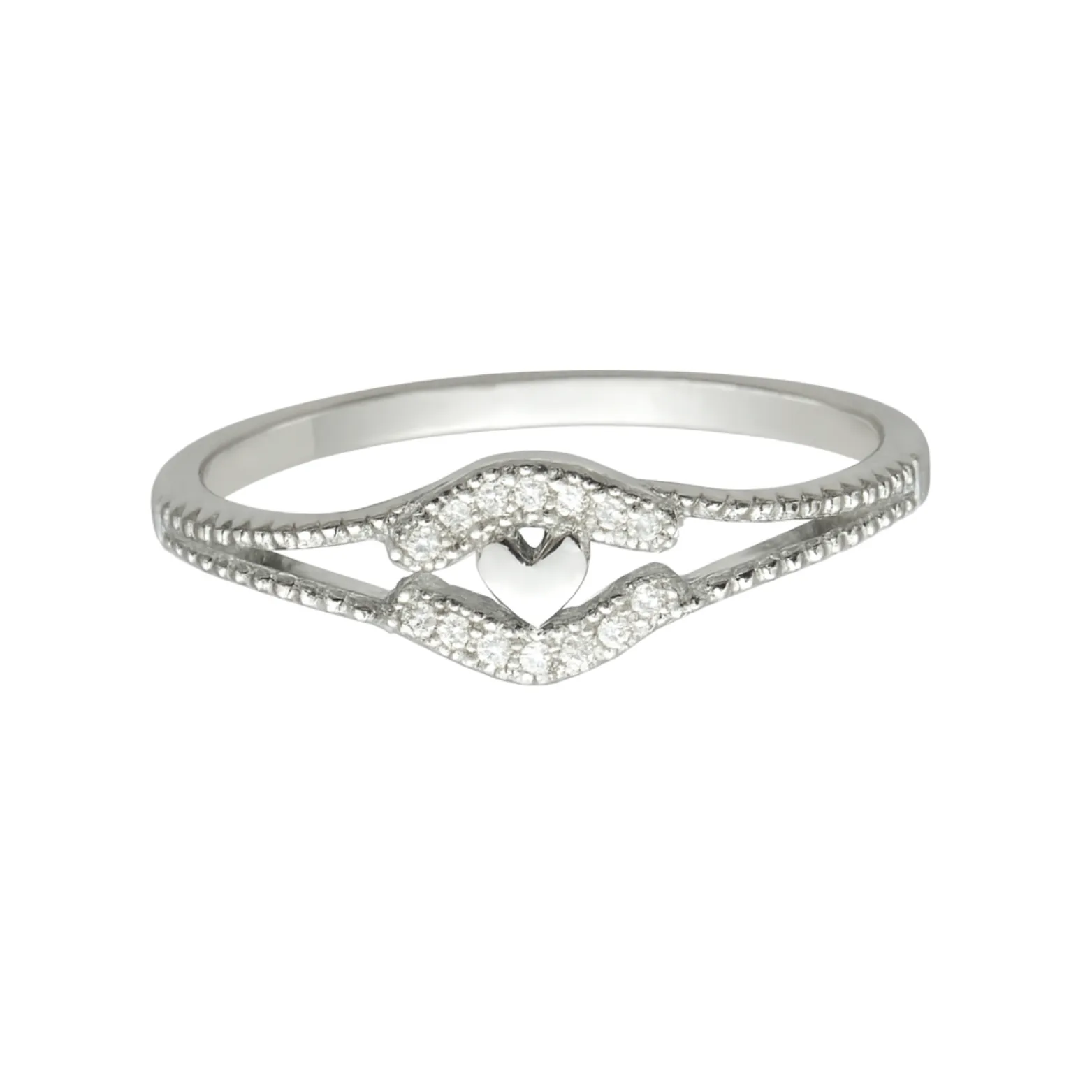 Silver Embrace Heart Ring