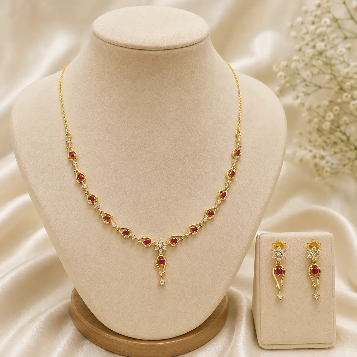 Ruby Teardrop Elegance Necklace
