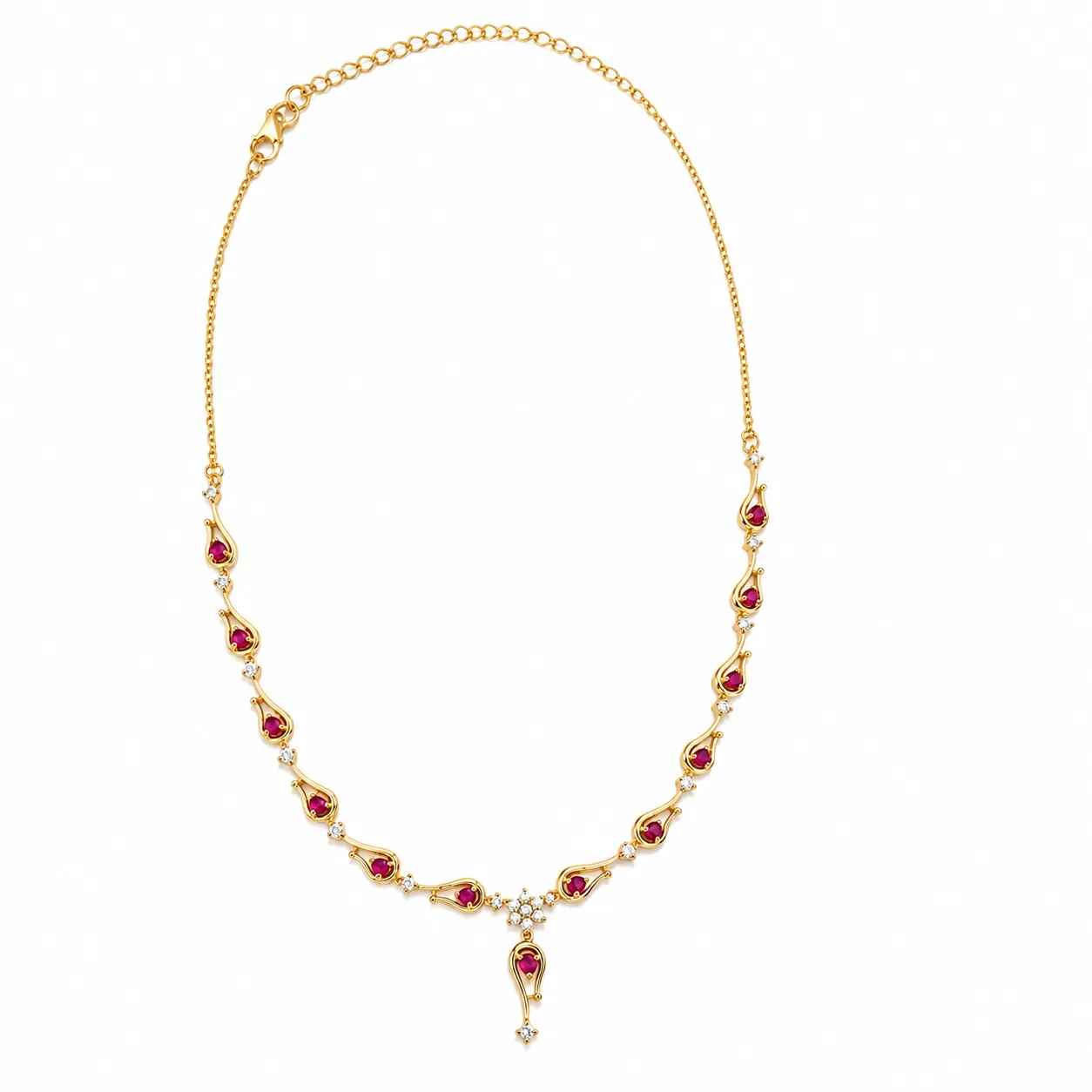 Ruby Teardrop Elegance Necklace