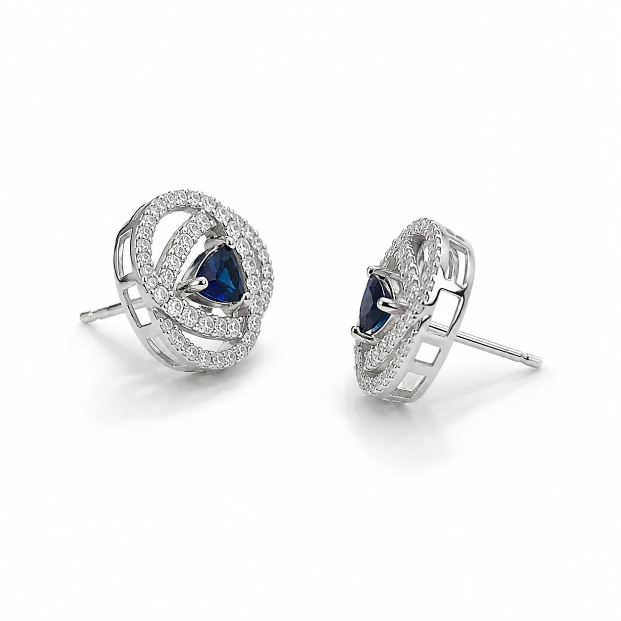 Sapphire Halo Stud Earrings