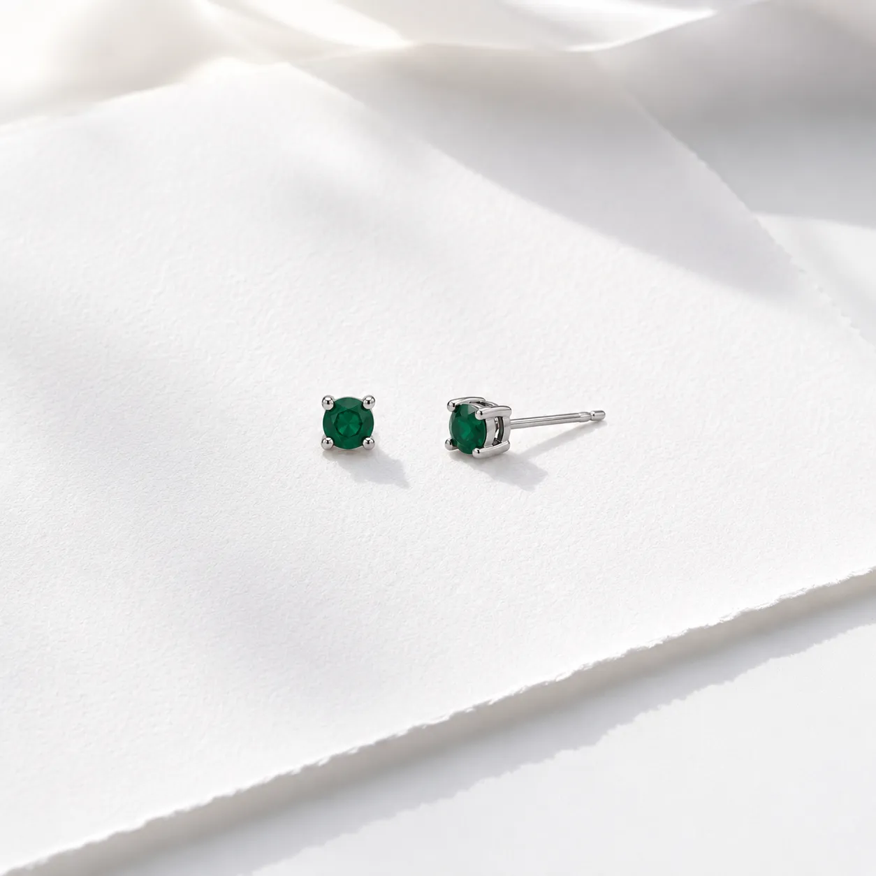 Tiny Emerald Stud Earrings