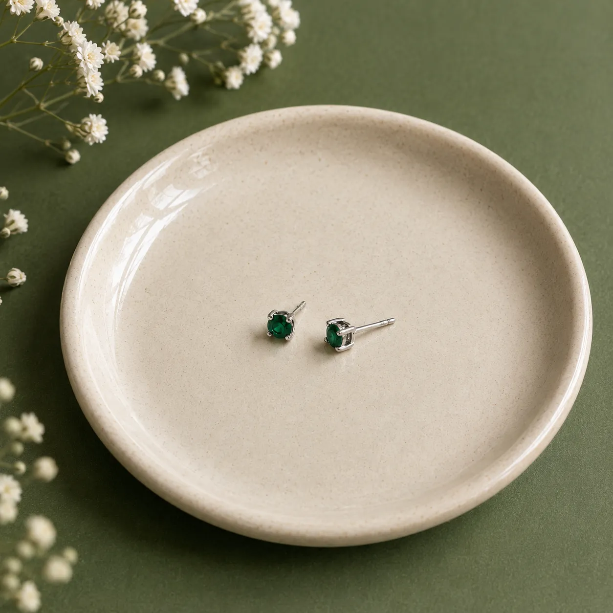 Tiny Emerald Stud Earrings