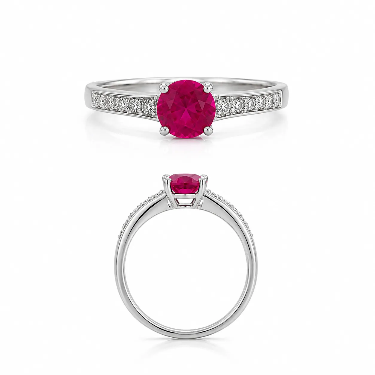 Ruby Pave Solitaire Ring