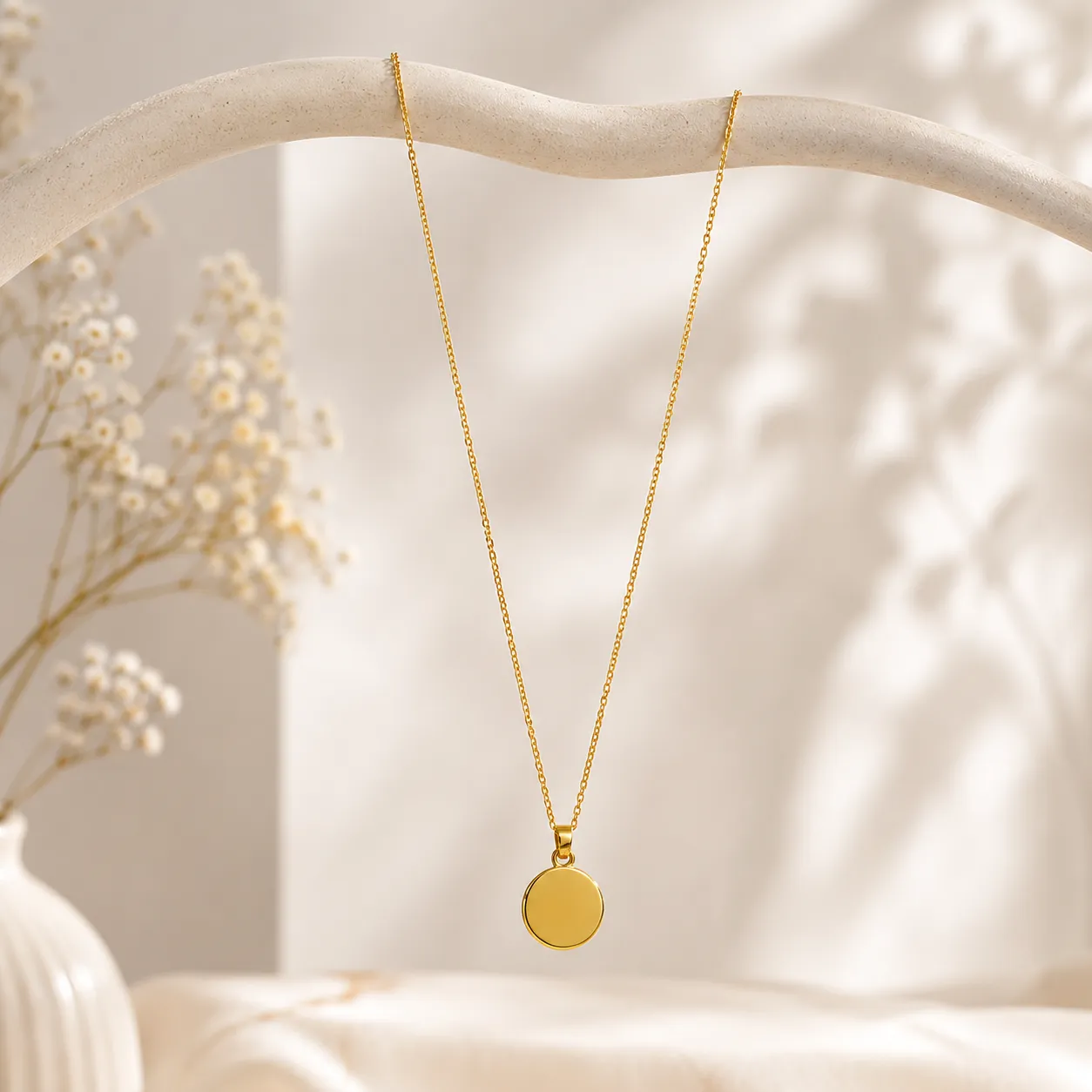 Soleé Gold Disc Pendant Necklace