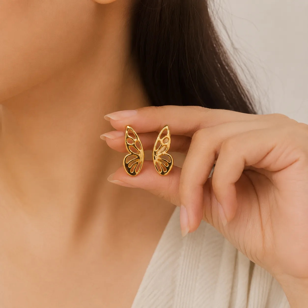 Golden Butterfly Wing Earrings