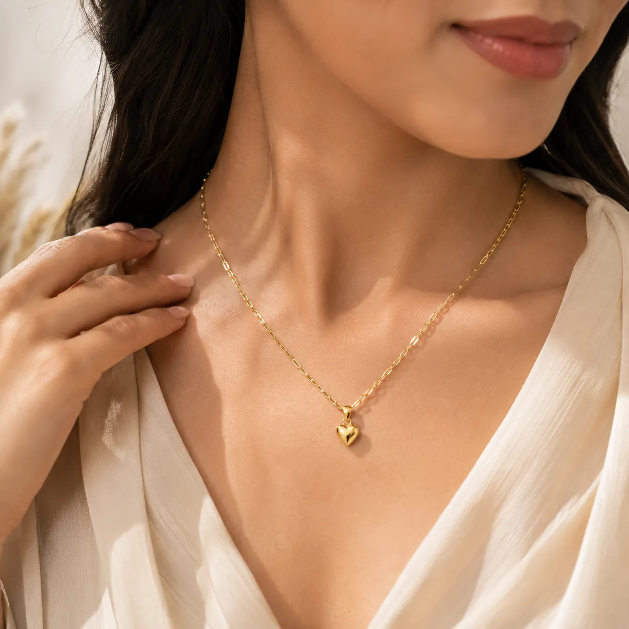 Gold Heart Necklace Set