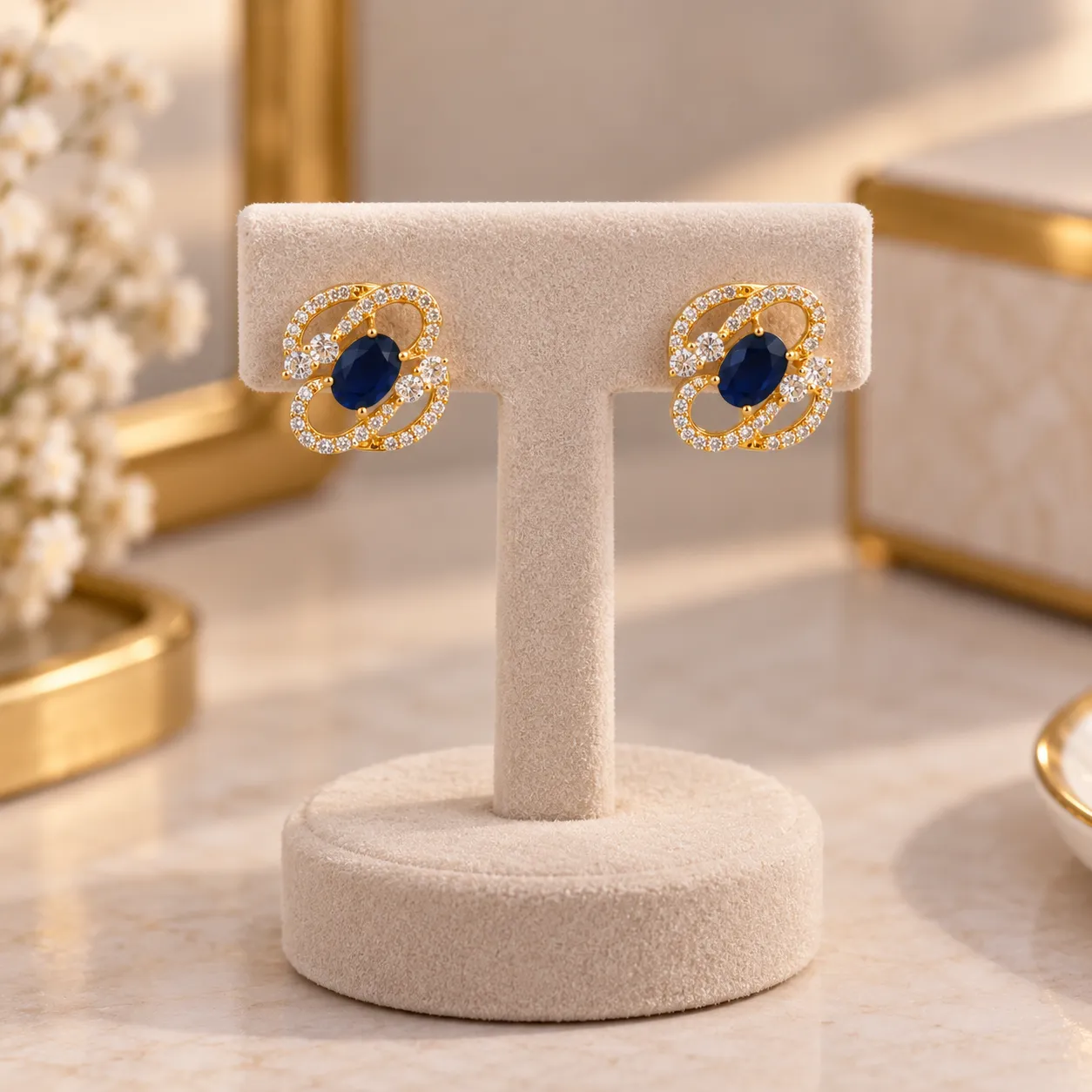 Diamond Sapphire Earrings
