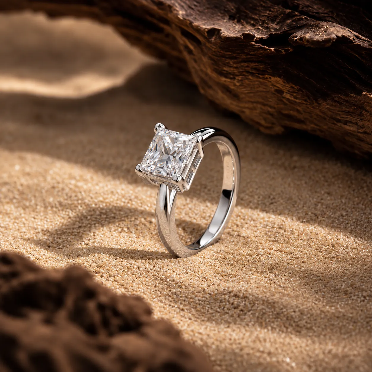 Sovereign square solitaire ring