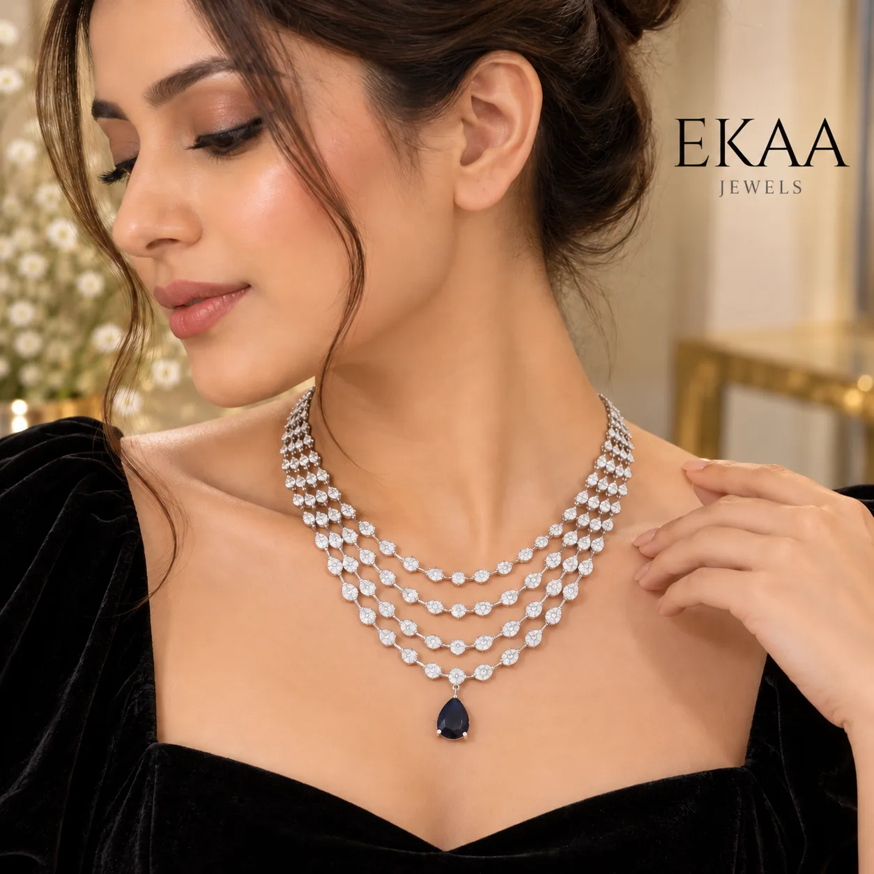 Sapphire Cascade Necklace Set