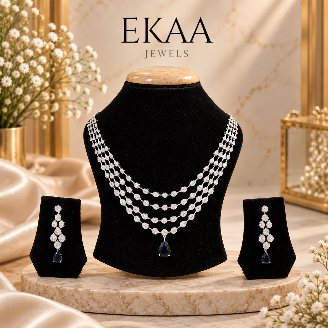 Sapphire Cascade Necklace Set