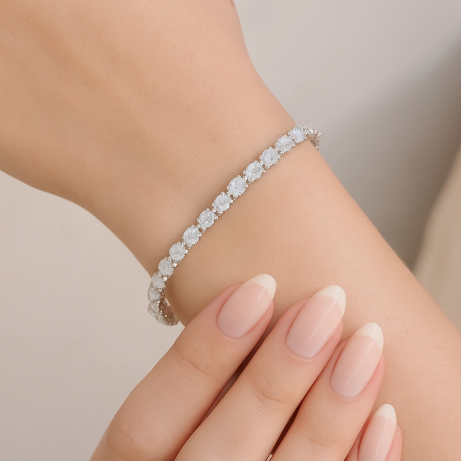 Oval Elegance Silver Tennis Bracelet