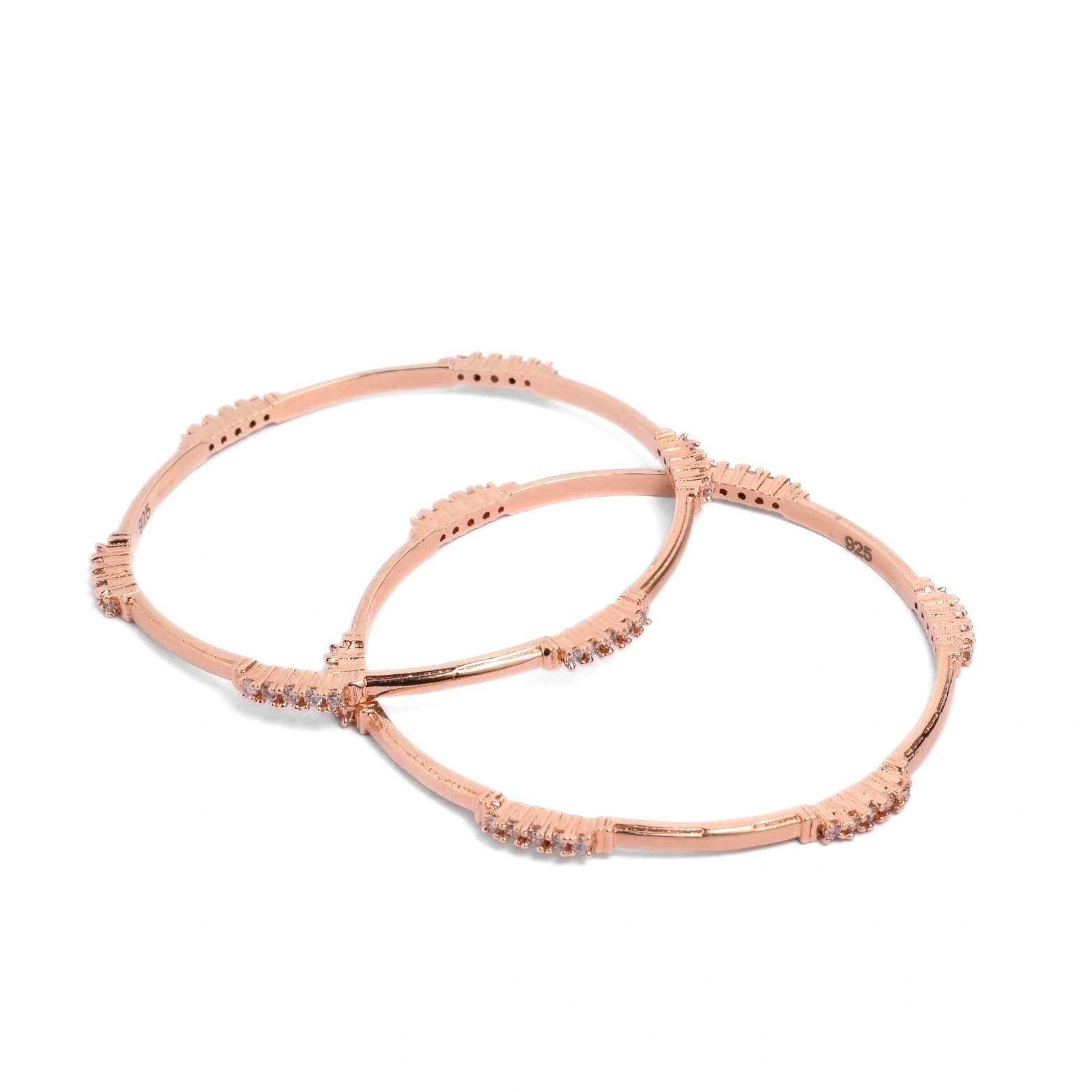 Rose Gold Sterling Silver Zircon Bangles