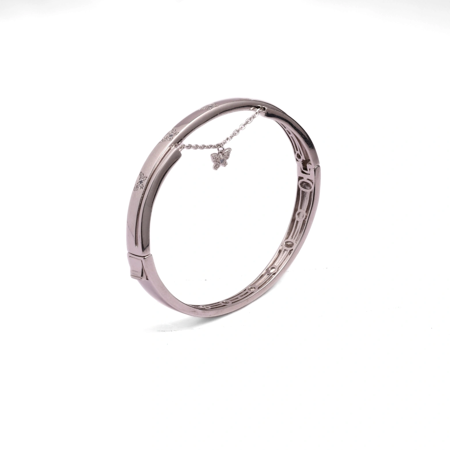 Butterfly Charm Silver Kada Bracelet