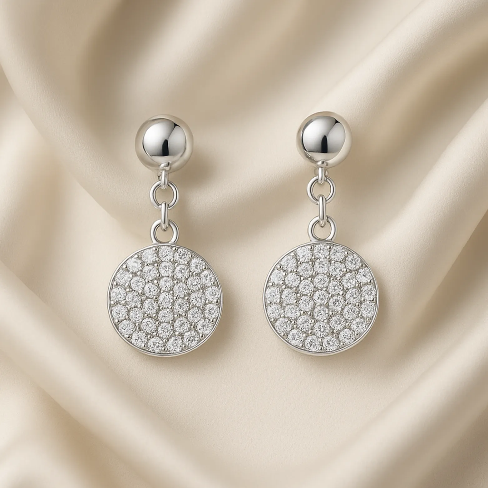 Gleaming Pave Circle Drop Earrings