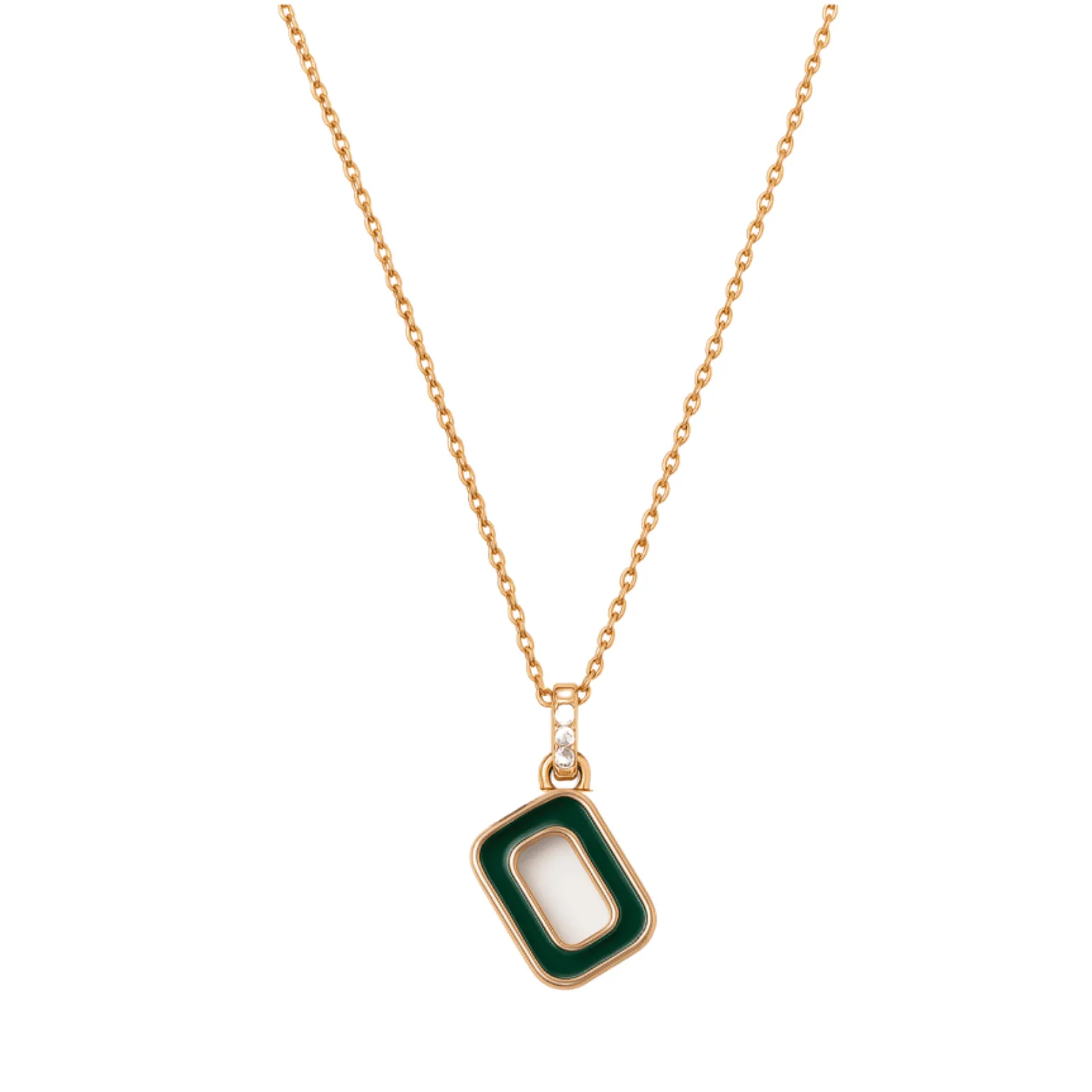 Emerald Frame Charm Necklace