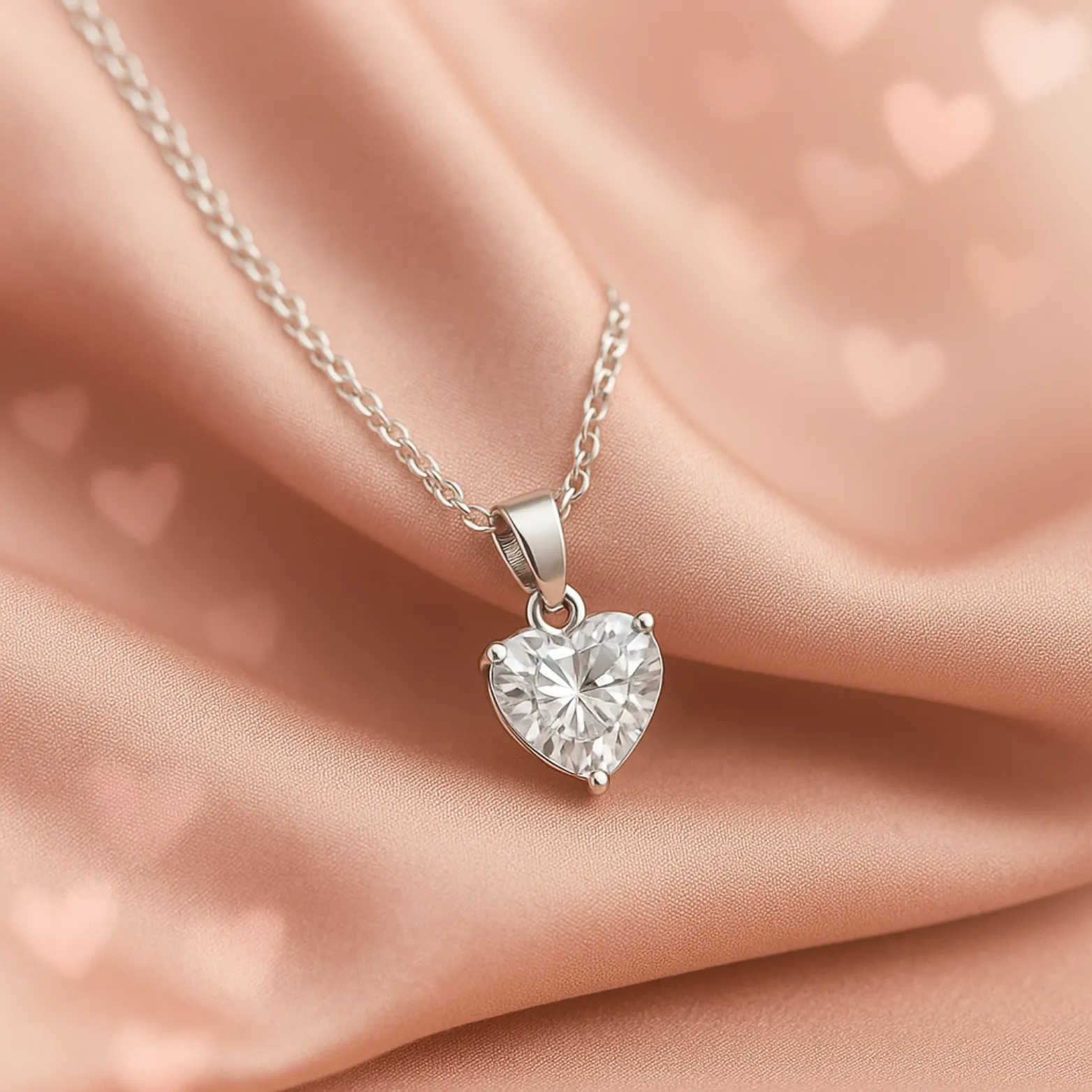 Sparkle Heart Solitaire Pendant Necklace